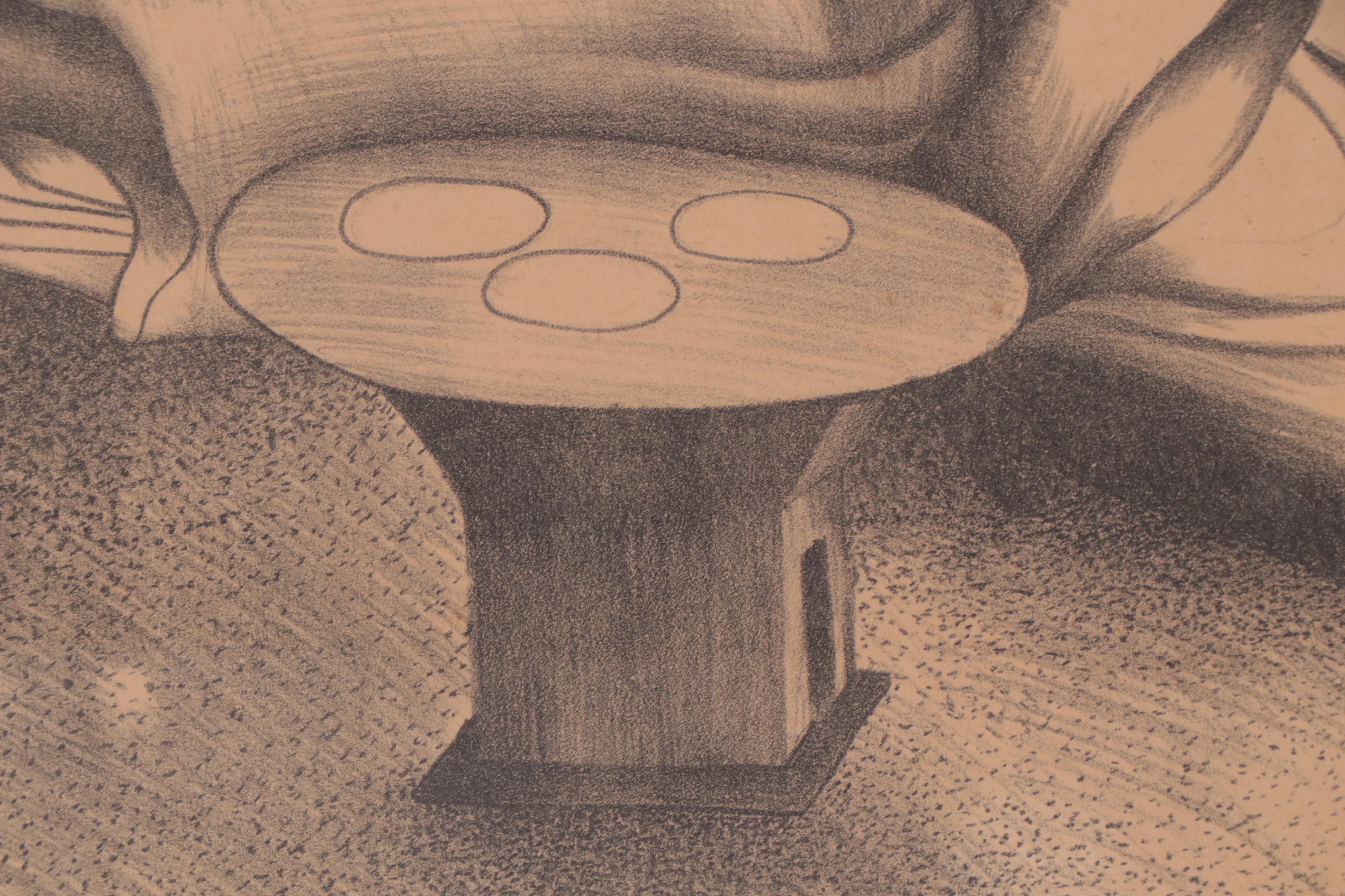 Figural Charcoal Drawing of a Kneeling Woman, 1939