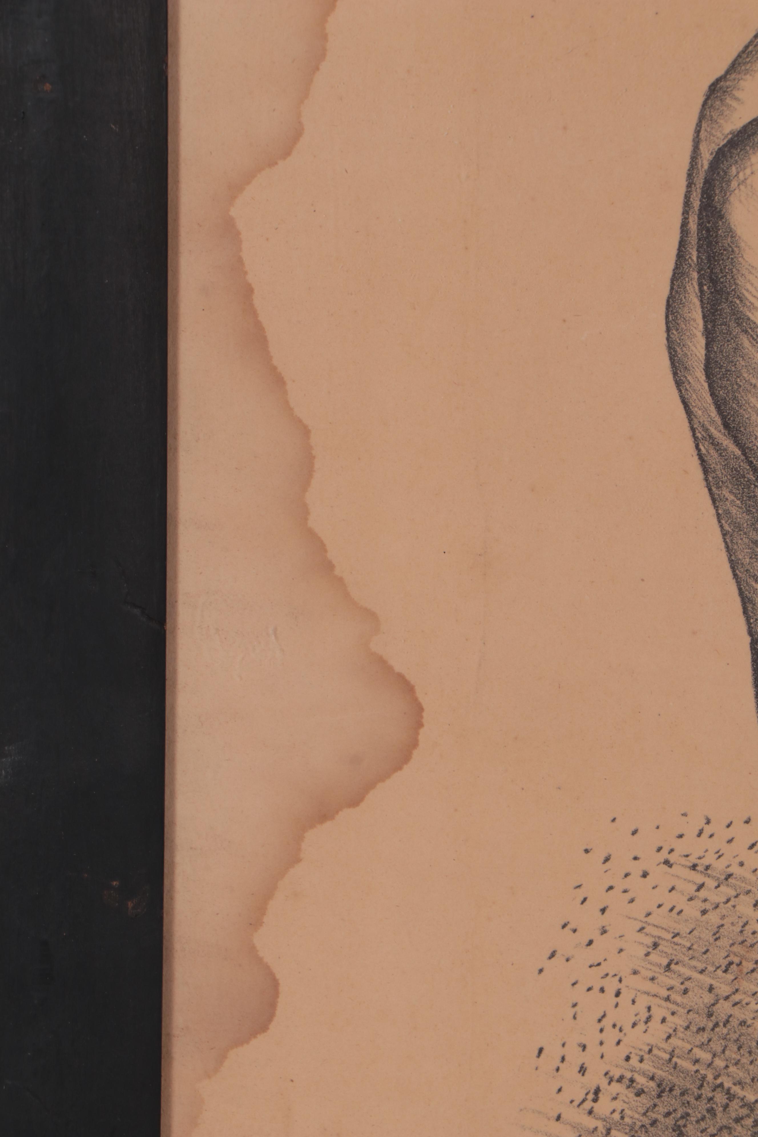 Figural Charcoal Drawing of a Kneeling Woman, 1939