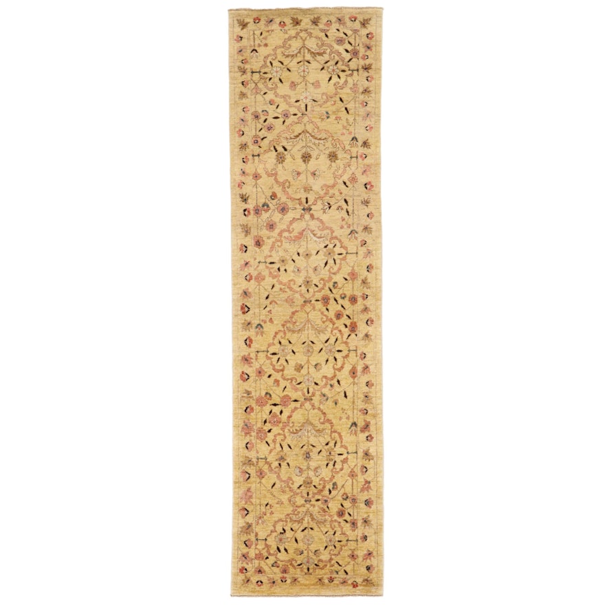 2'6 x 9'9 Hand-Knotted Indo-Turkish Oushak Carpet Runner