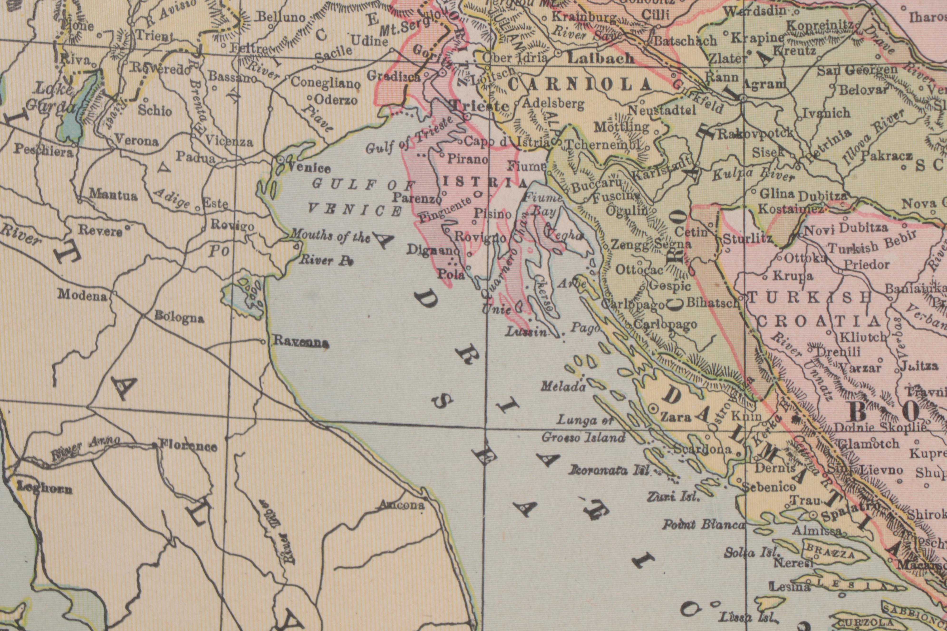 Wood Engraving Map of Austria-Hungary, 1895
