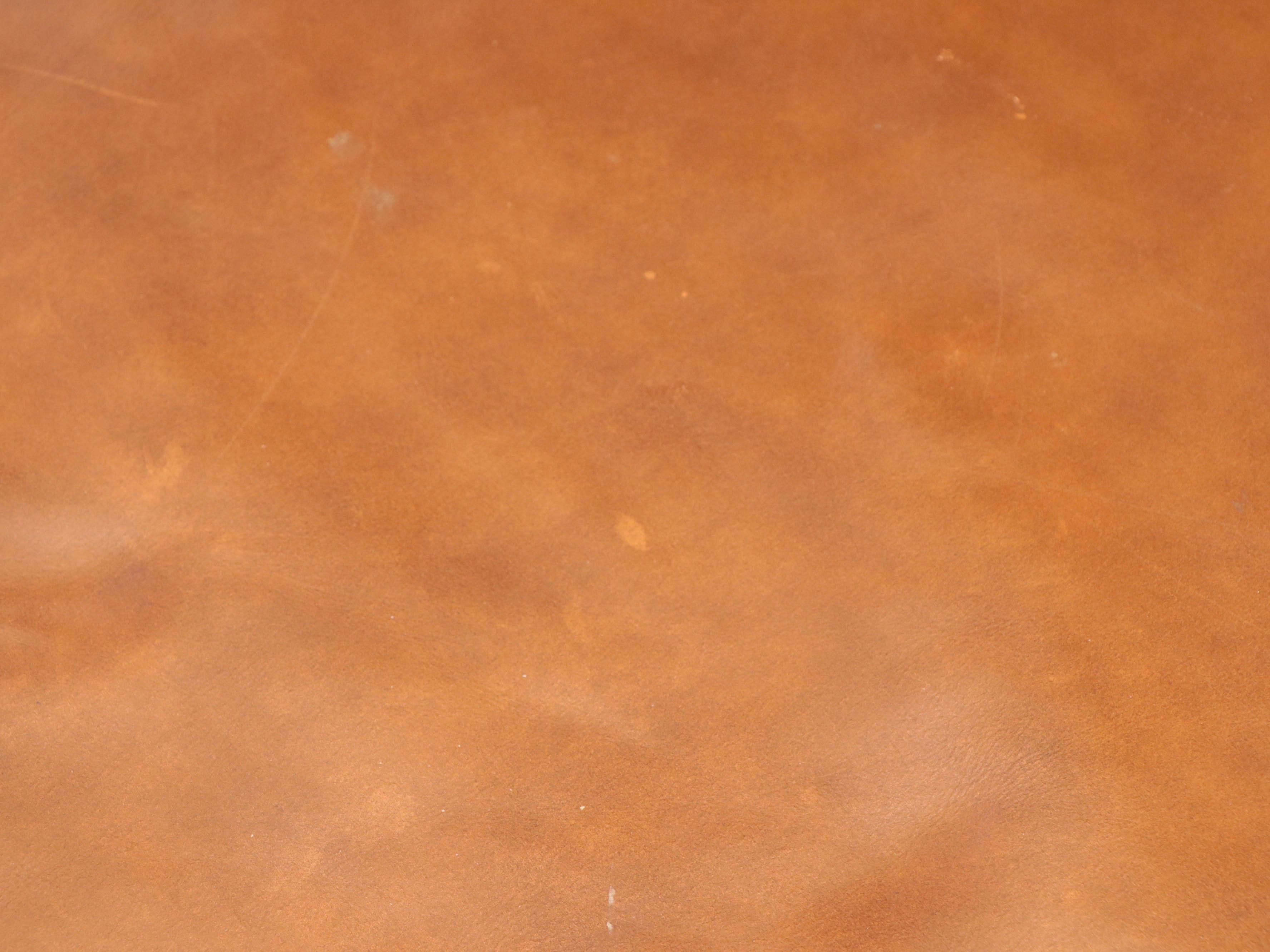 LeatherTrend Saddle Tan Leather and Carved Wood Club Chair with Ottoman