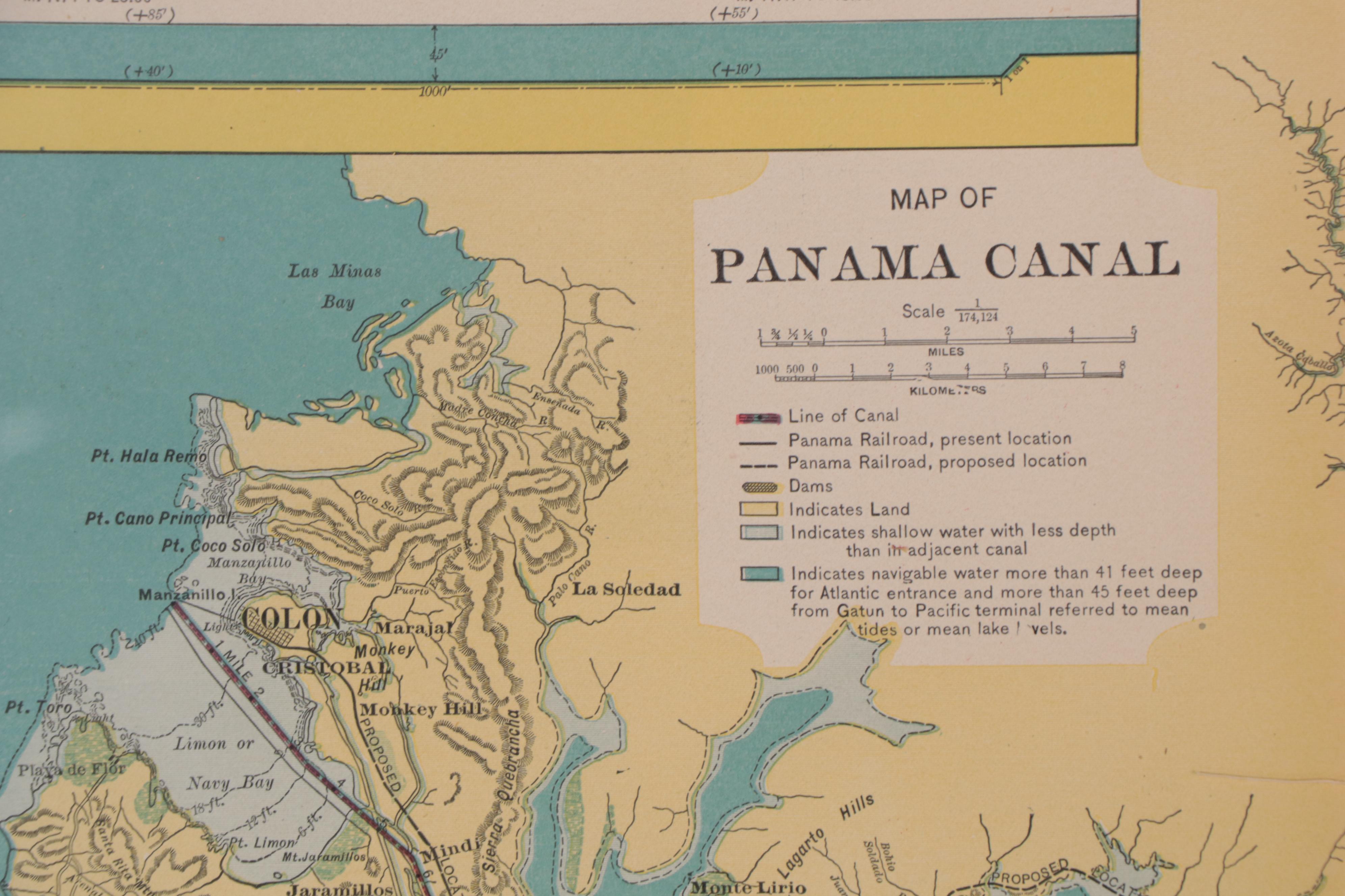 C.S. Hammond & Co. Wax Engraving Map of the Panama Canal, 1909