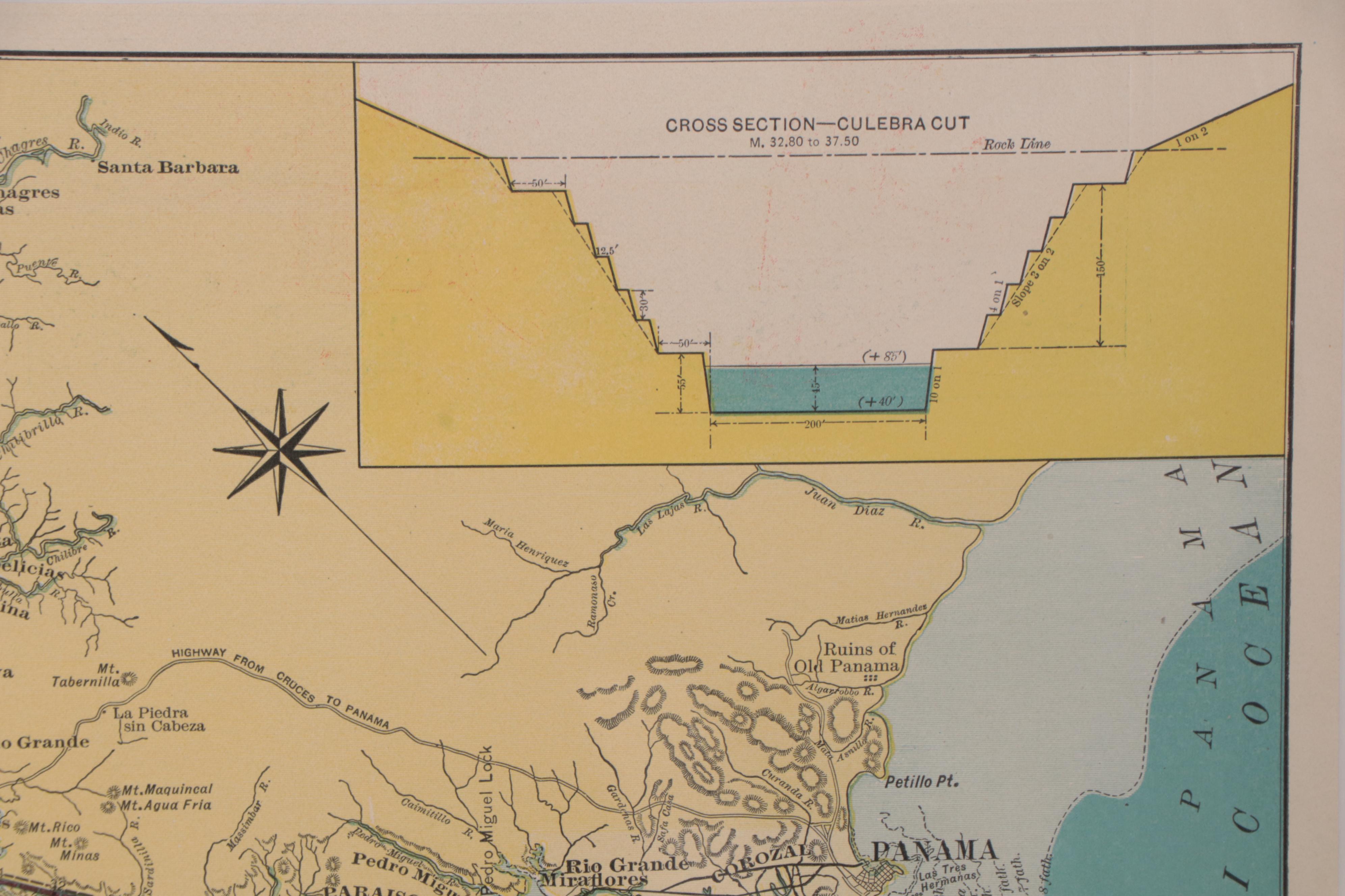 C.S. Hammond & Co. Wax Engraving Map of the Panama Canal, 1909