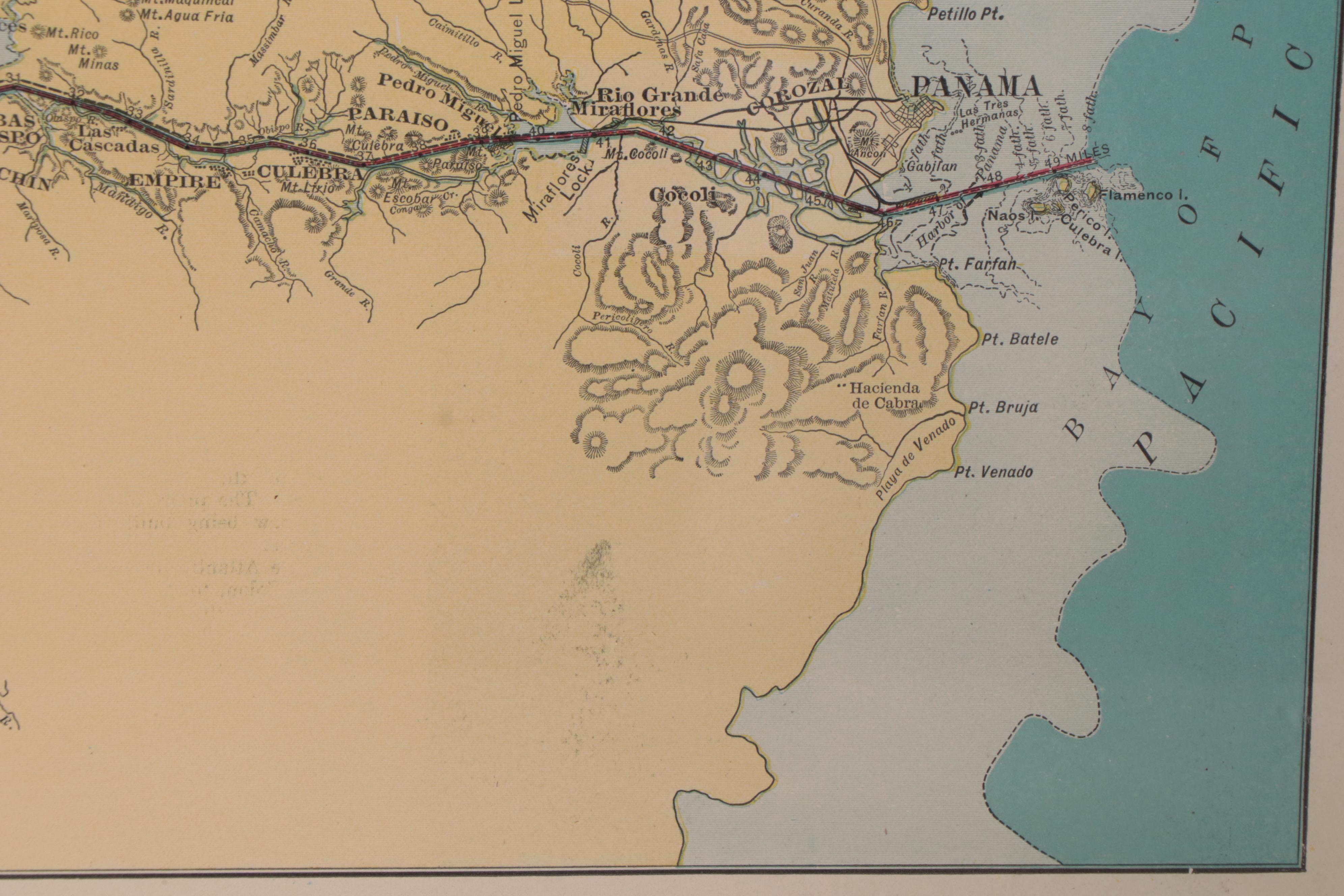 C.S. Hammond & Co. Wax Engraving Map of the Panama Canal, 1909