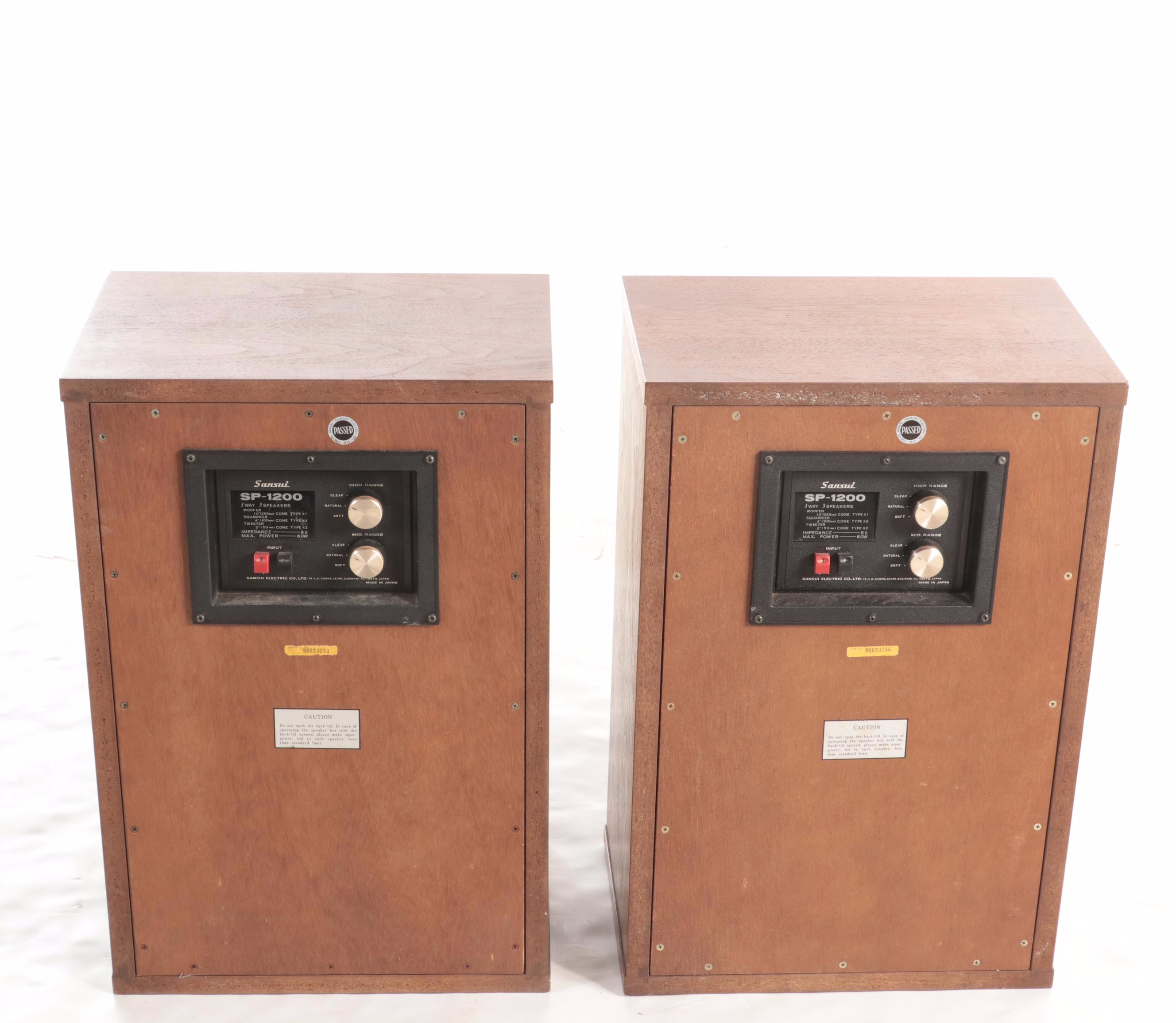 Sansui SP 1200 3-Way Loudspeaker System with Walnut Cabinets