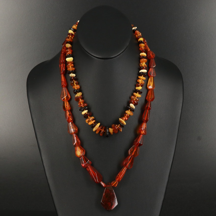 Amber and Copal Beaded Necklaces