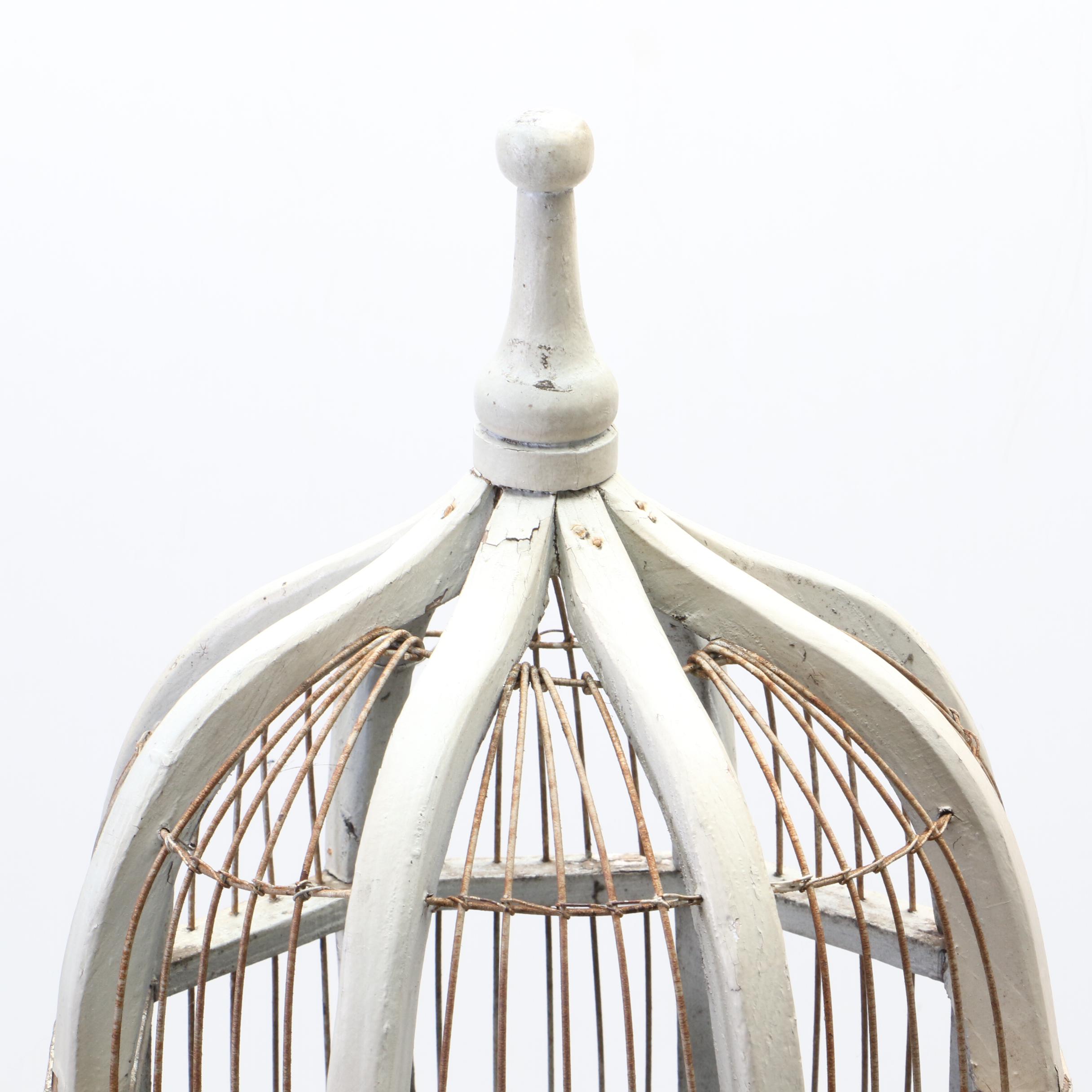 Victorian Gothic Style Wood and Wire Birdcage, Early to Mid 20th Century