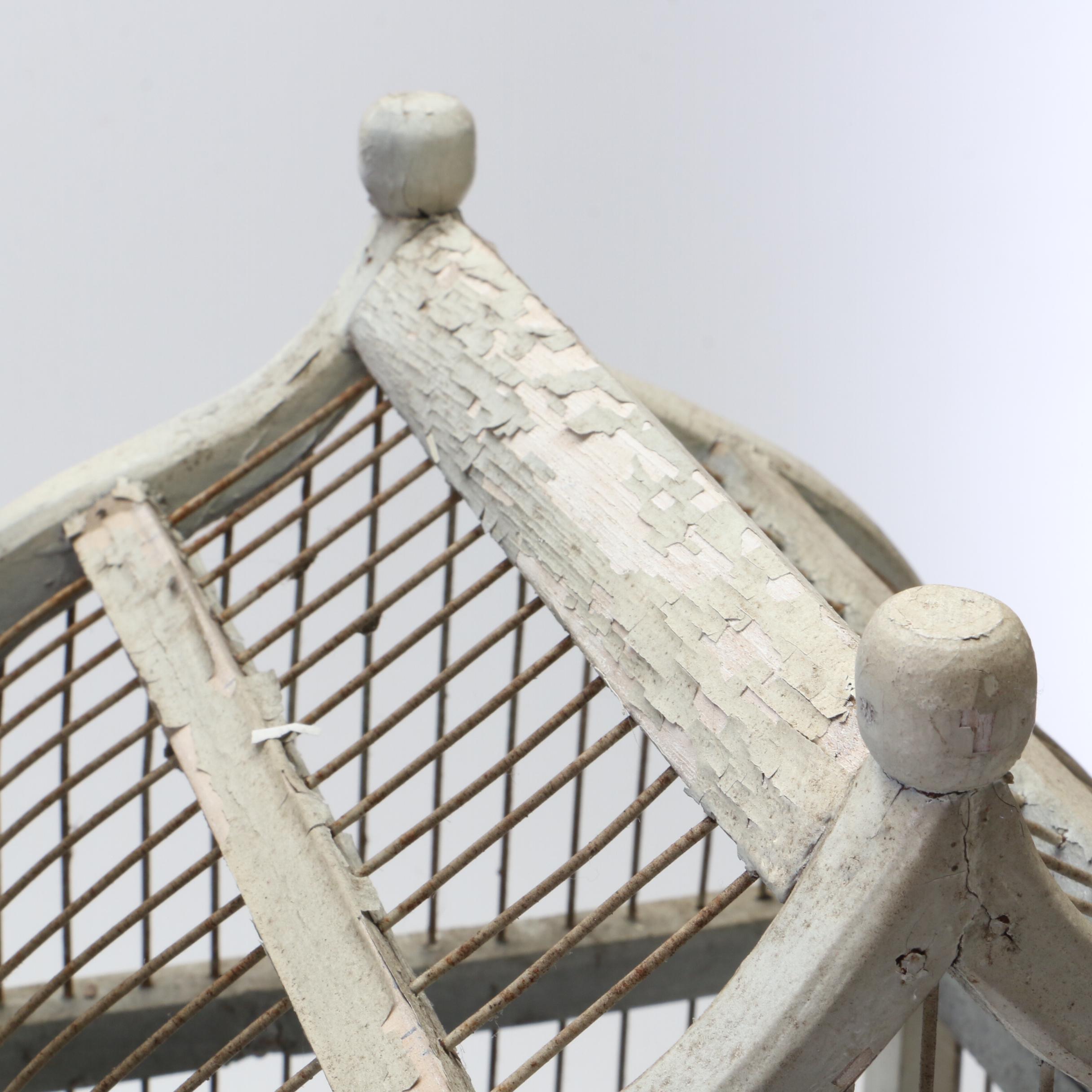 Victorian Gothic Style Wood and Wire Birdcage, Early to Mid 20th Century