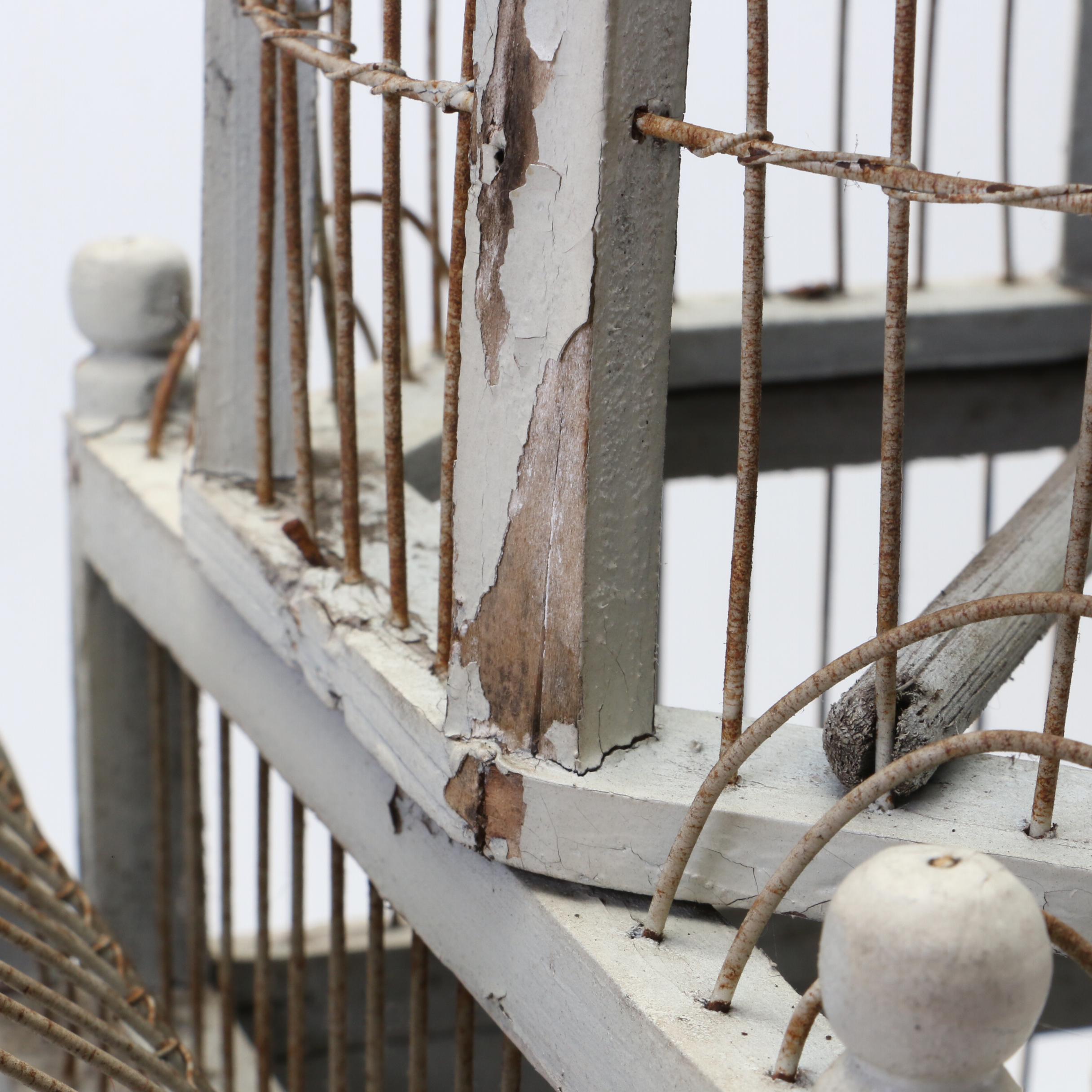 Victorian Gothic Style Wood and Wire Birdcage, Early to Mid 20th Century