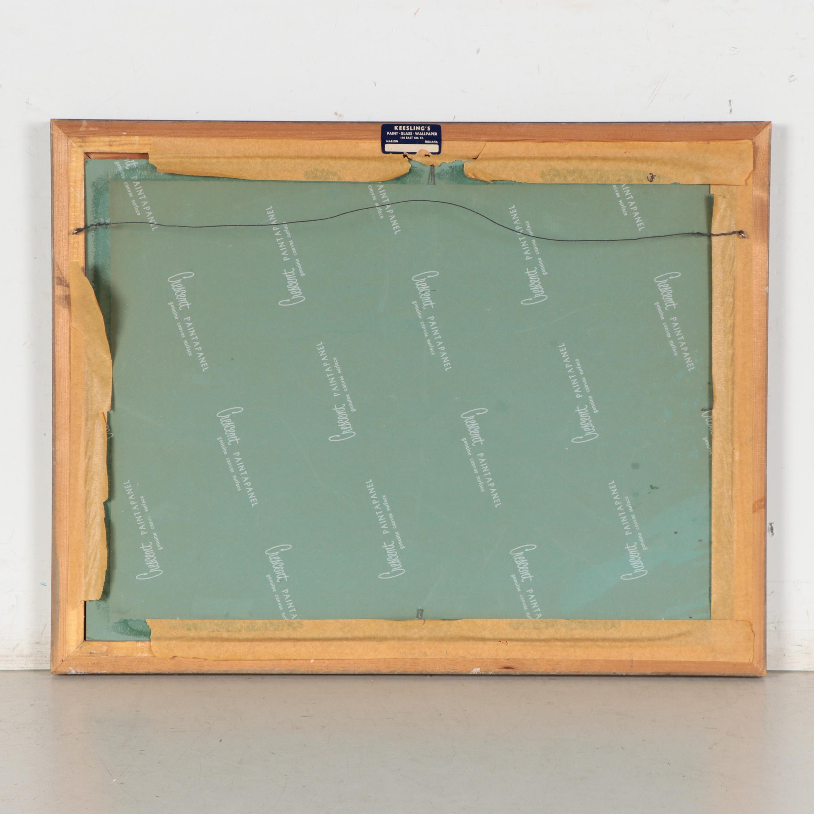 B. Lamb Landscape Oil Painting of Elk Near a River, Late 20th Century