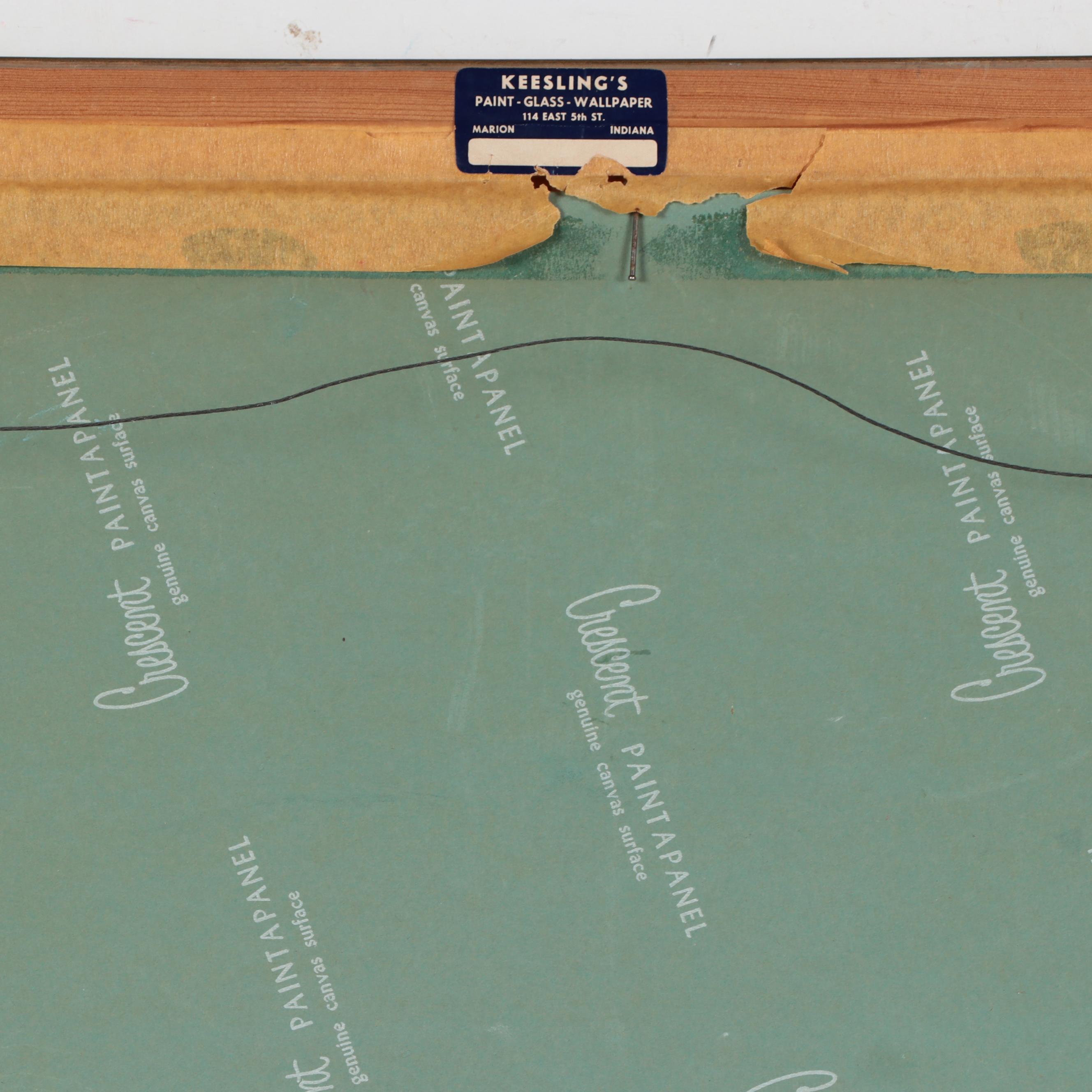 B. Lamb Landscape Oil Painting of Elk Near a River, Late 20th Century