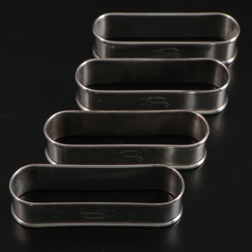 Gorham Sterling Silver Oblong Napkin Rings, 20th Century