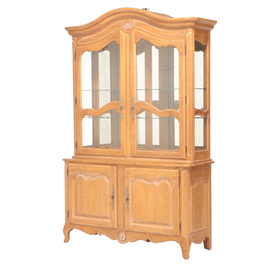 Ethan Allen French Provincial 2-Piece China Cabinet, Late 20th Century