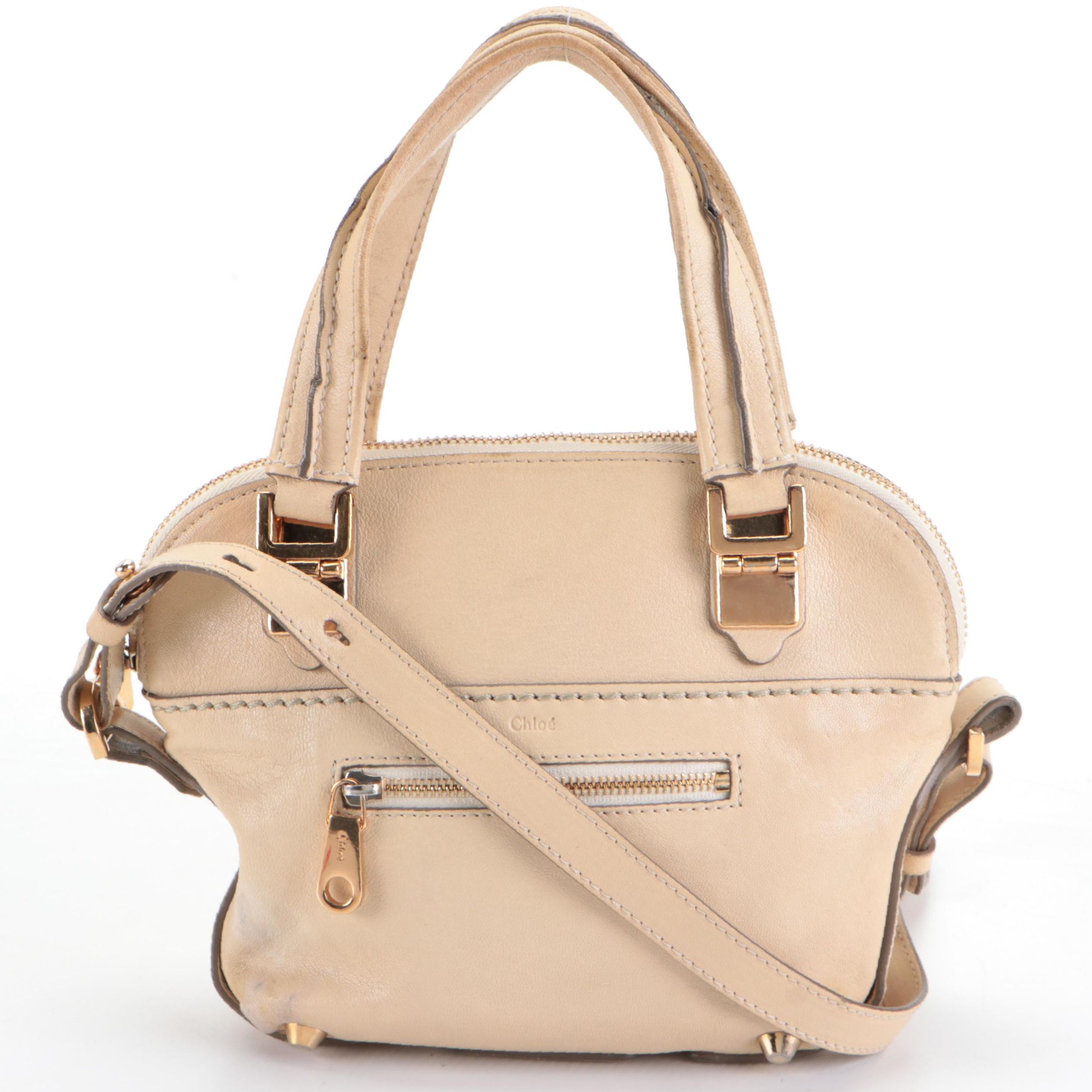 Chloé  Angie Mini Two-Way Tote in Beige Leather