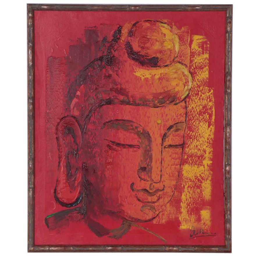 Impasto Style Oil Painting of The Buddha, Late 20th Century