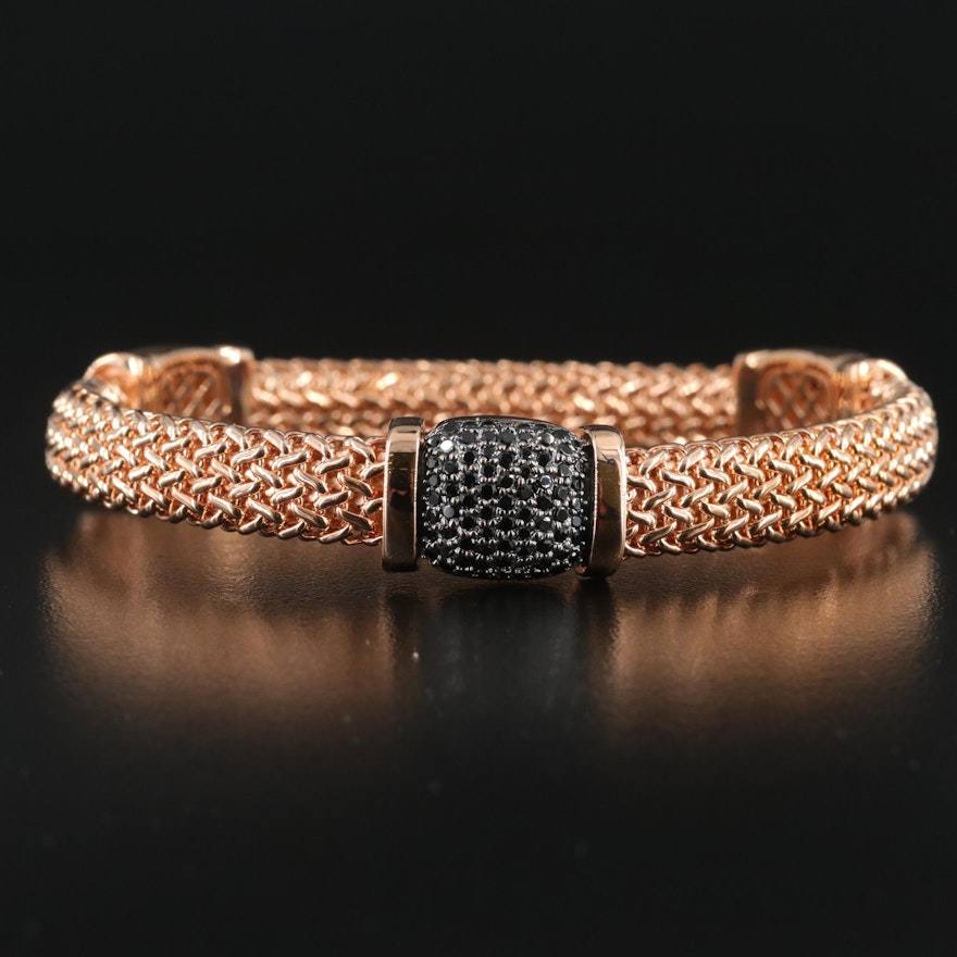 Milor Italian Bronze Pavé Black Onyx Woven Bangle