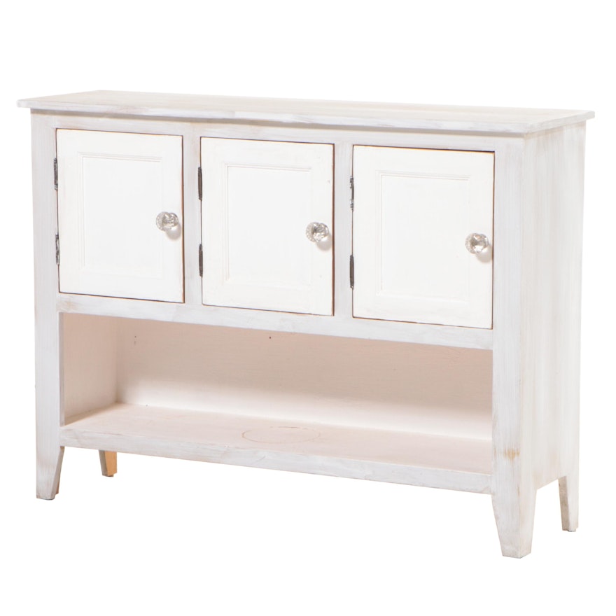 American Primitive Style White-Painted Pine Console Cabinet