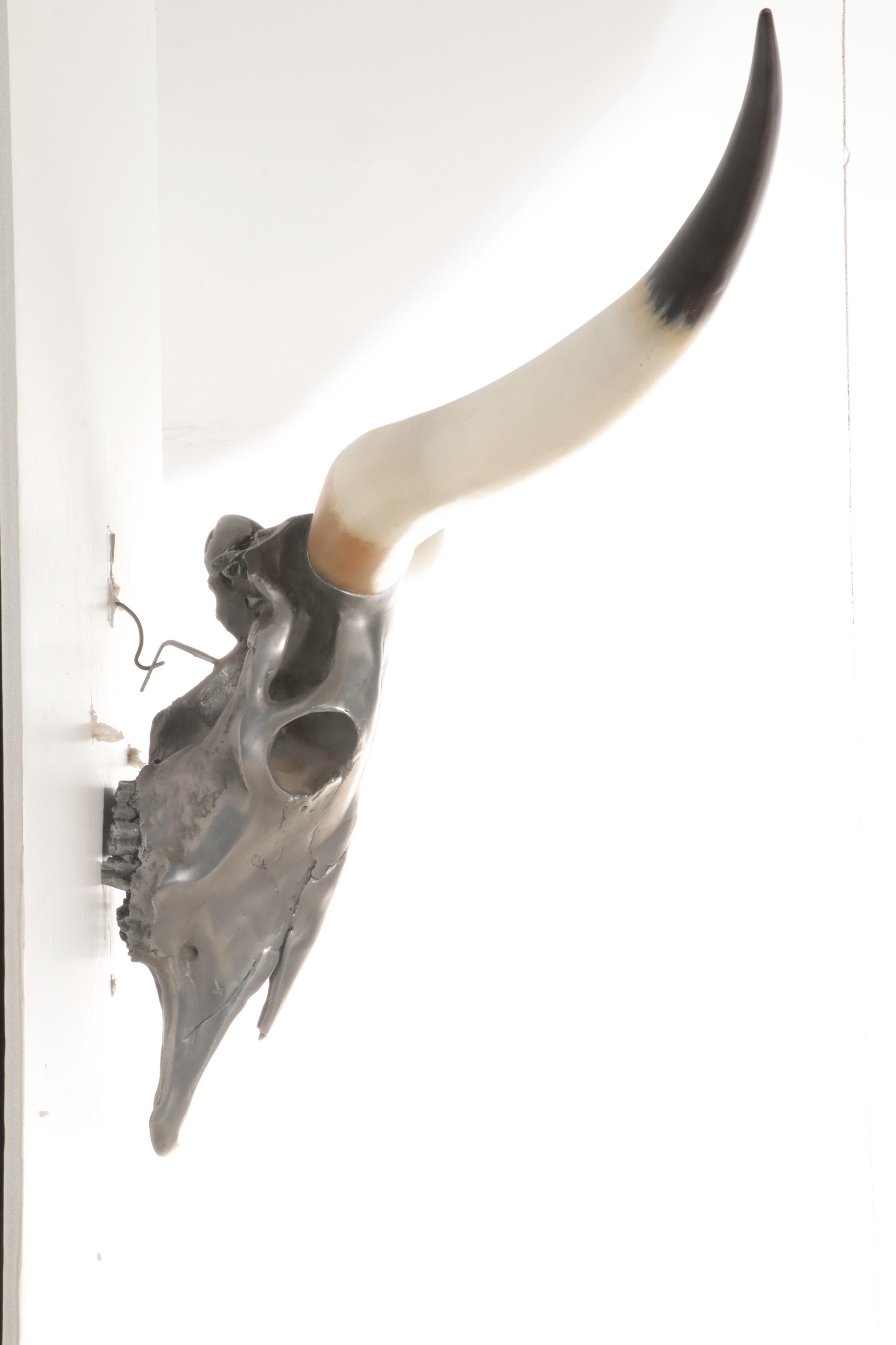 Restoration Hardware Metallic Silver Faux Longhorn Steer Skull Wall Mount