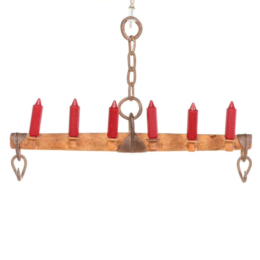 Wooden Yoke  with Six Candle Holders