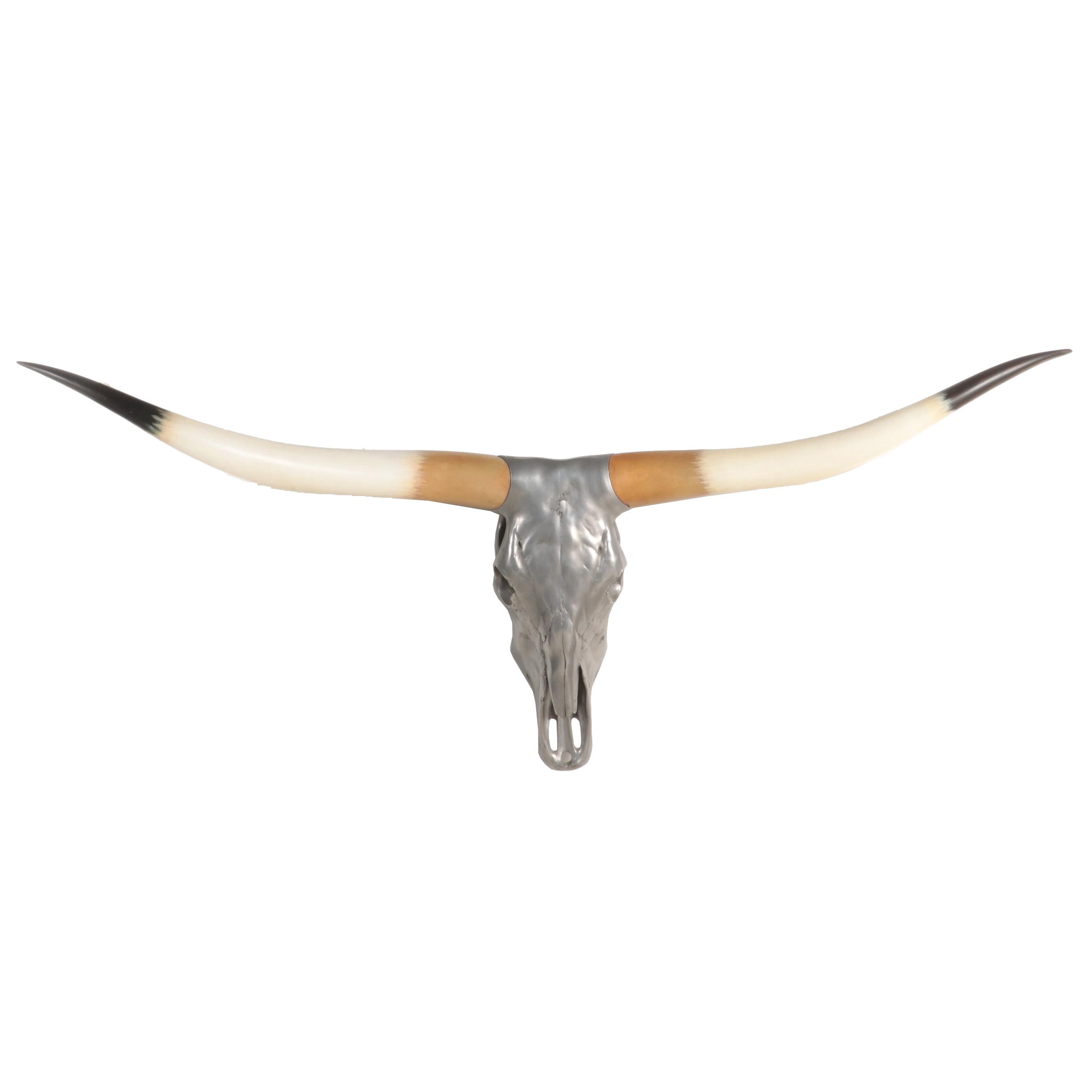 Restoration Hardware Metallic Silver Faux Longhorn Steer Skull Wall Mount
