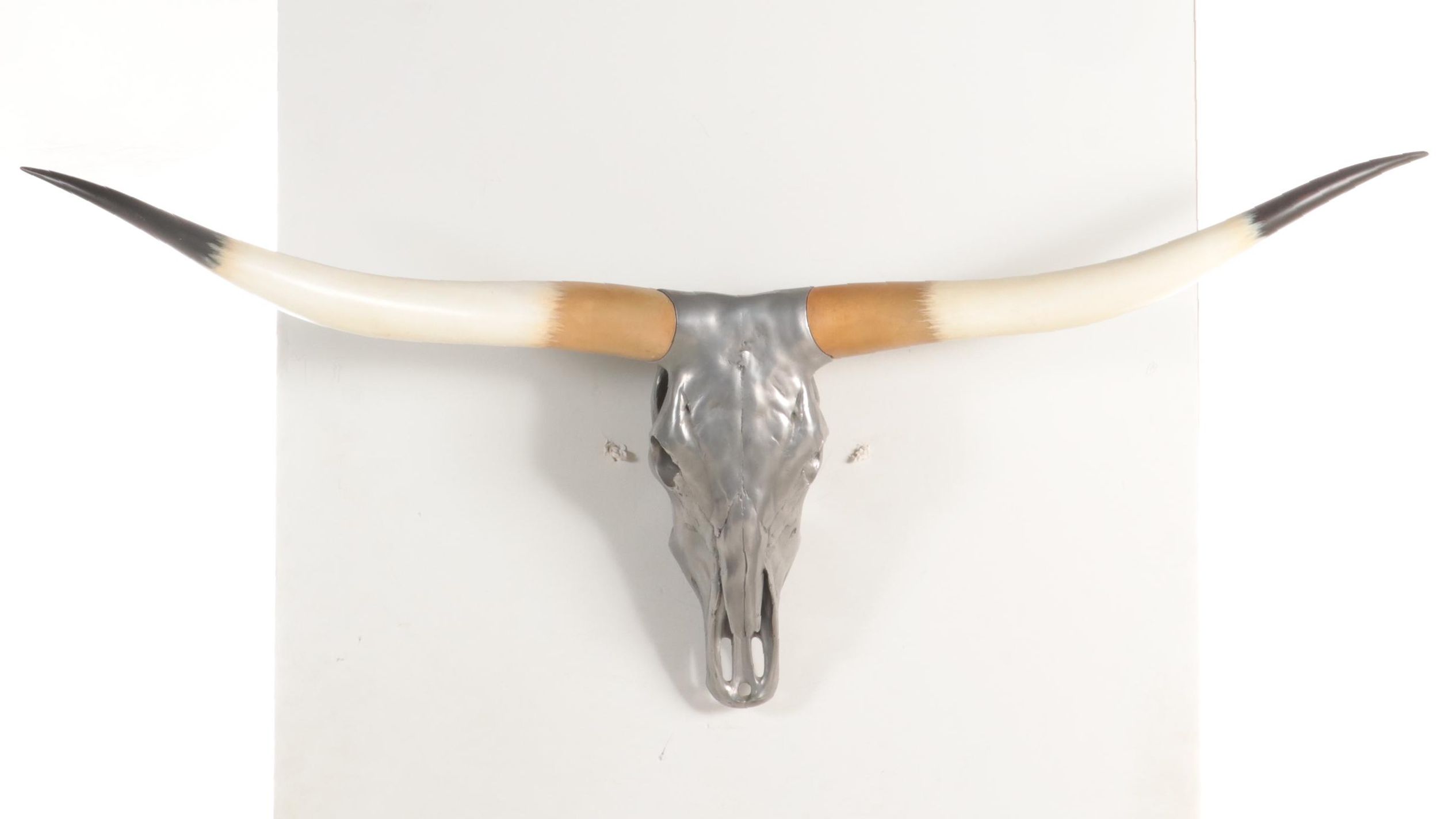 Restoration Hardware Metallic Silver Faux Longhorn Steer Skull Wall Mount