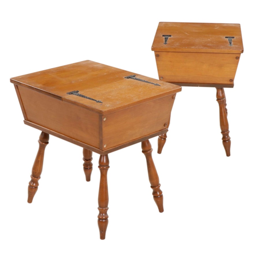 Pair of Baumritter "Colonial Furniture" Maple Dough Box Style End Tables