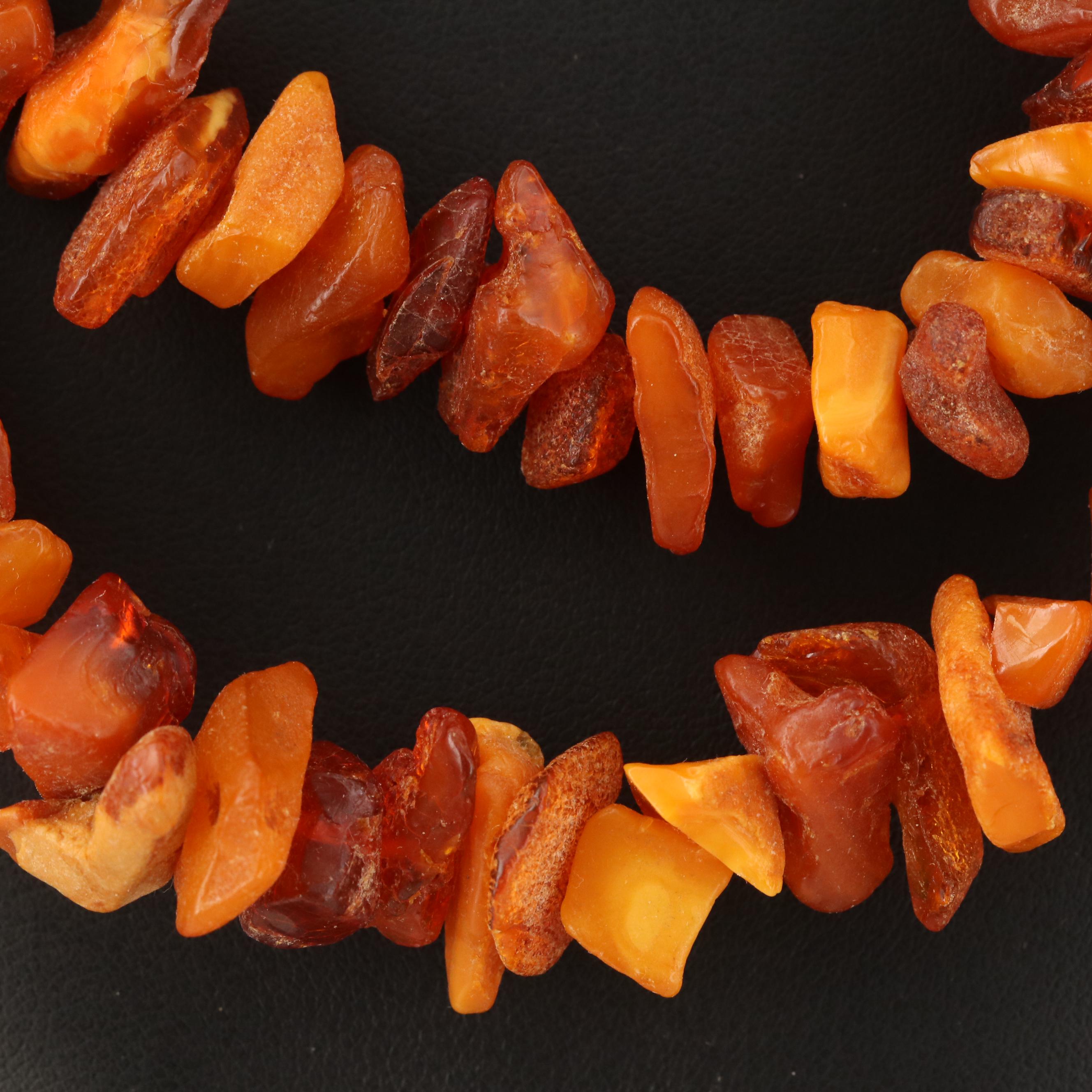 Beaded Bloodstone and Amber Chip Necklaces