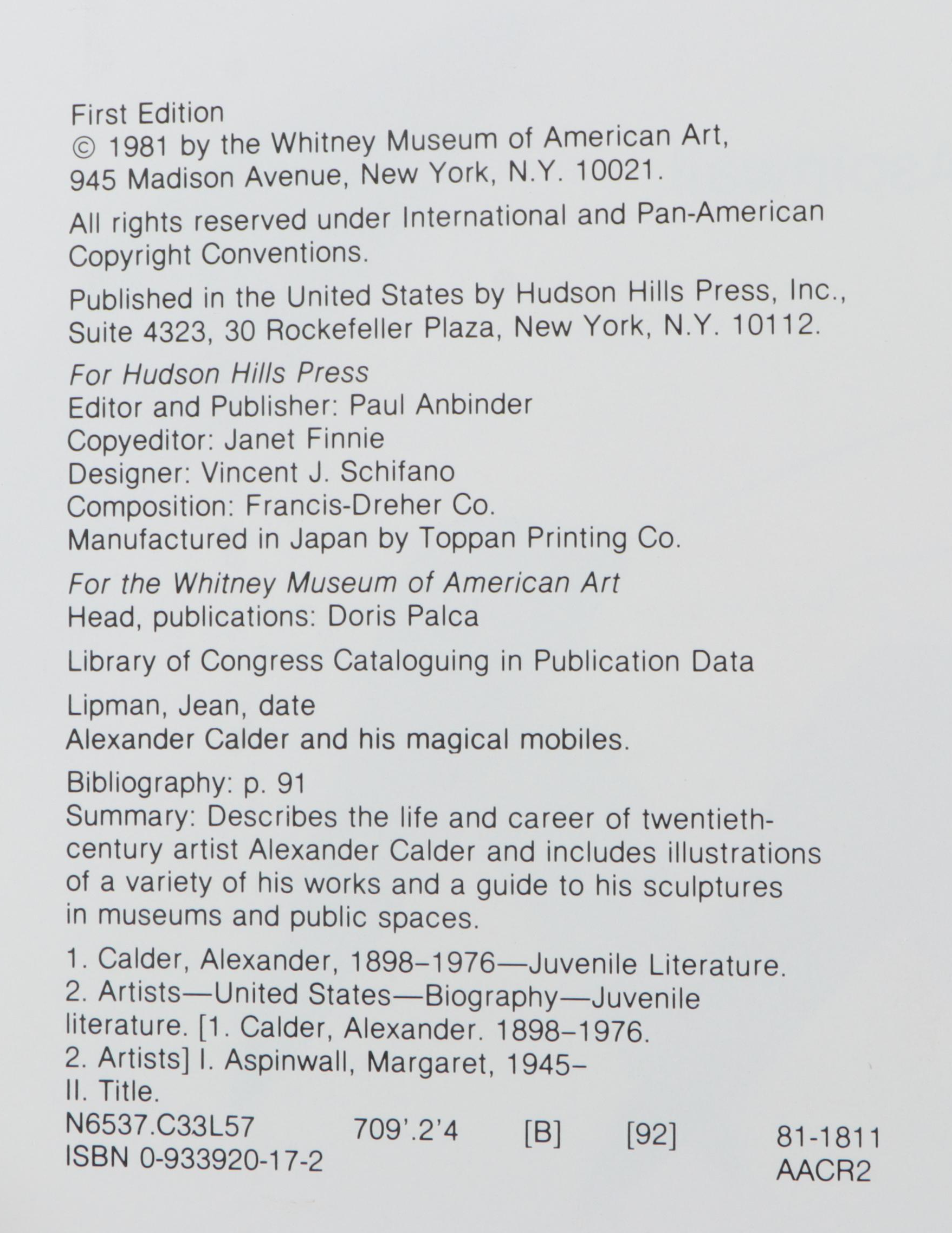 Calder Mobile Art Books