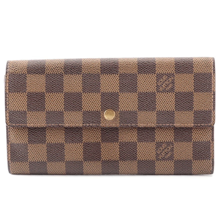 Louis Vuitton Sarah Wallet in Damier Ebene Coated Canvas