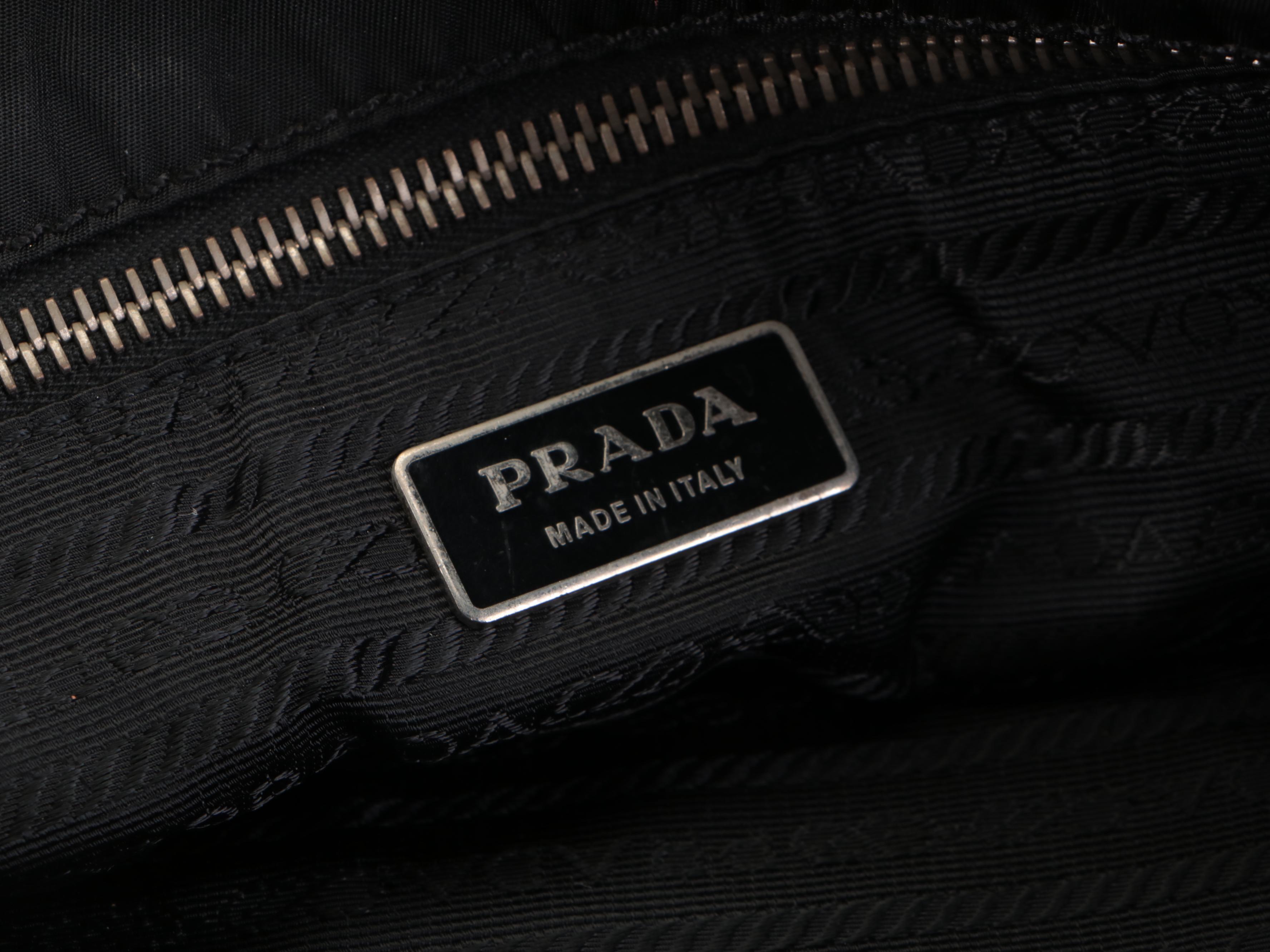 Prada Three-Compartment Tote in Black Tessuto Nylon and Calfskin Leather