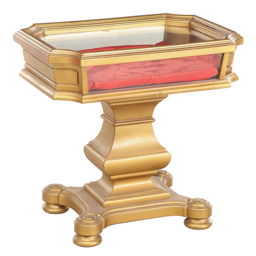 Neoclassical Style Gilt-Decorated Vitrine Side Table, Mid to Late 20th Century