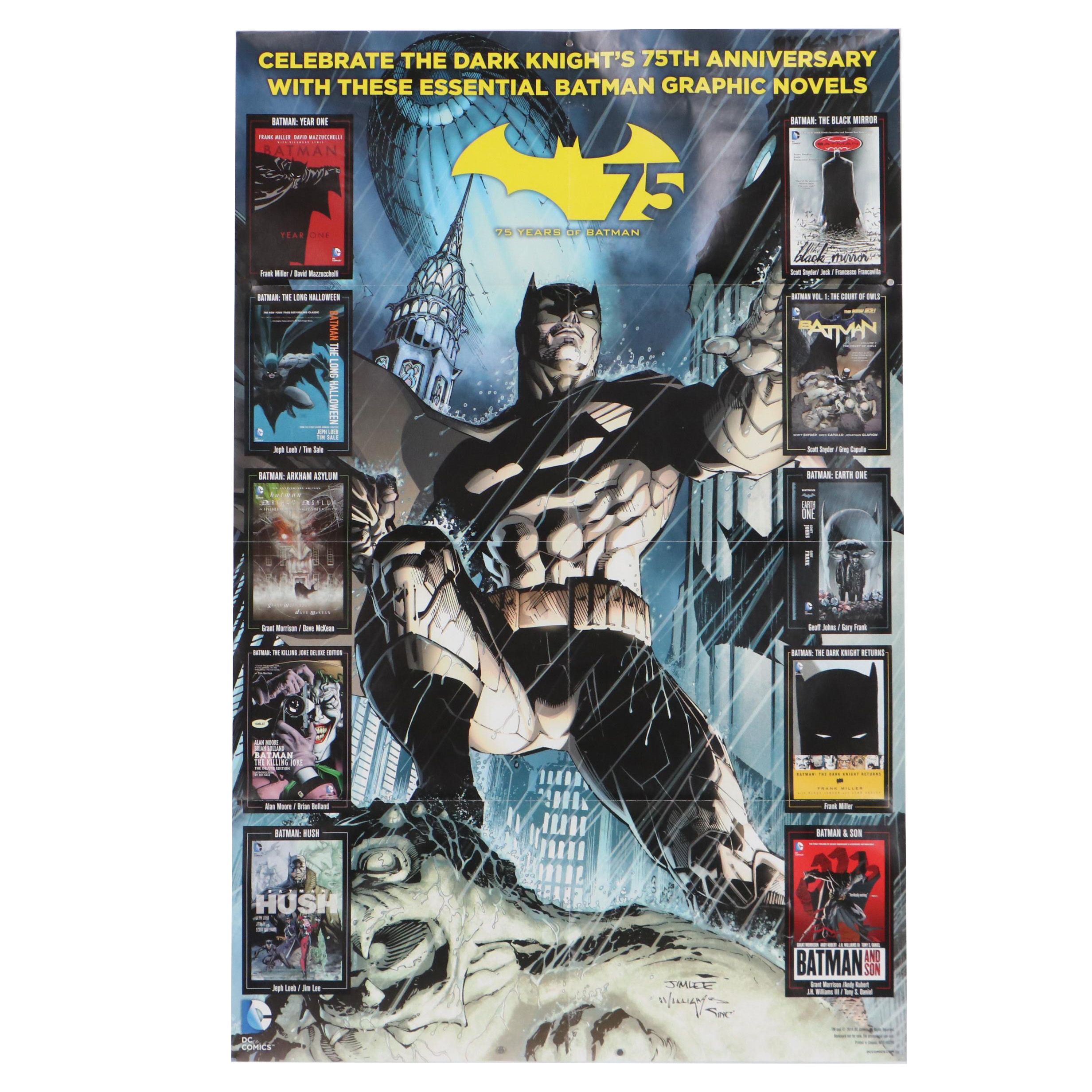 Offset Lithograph Poster After Jim Lee The Dark Knight 75th Anniversary