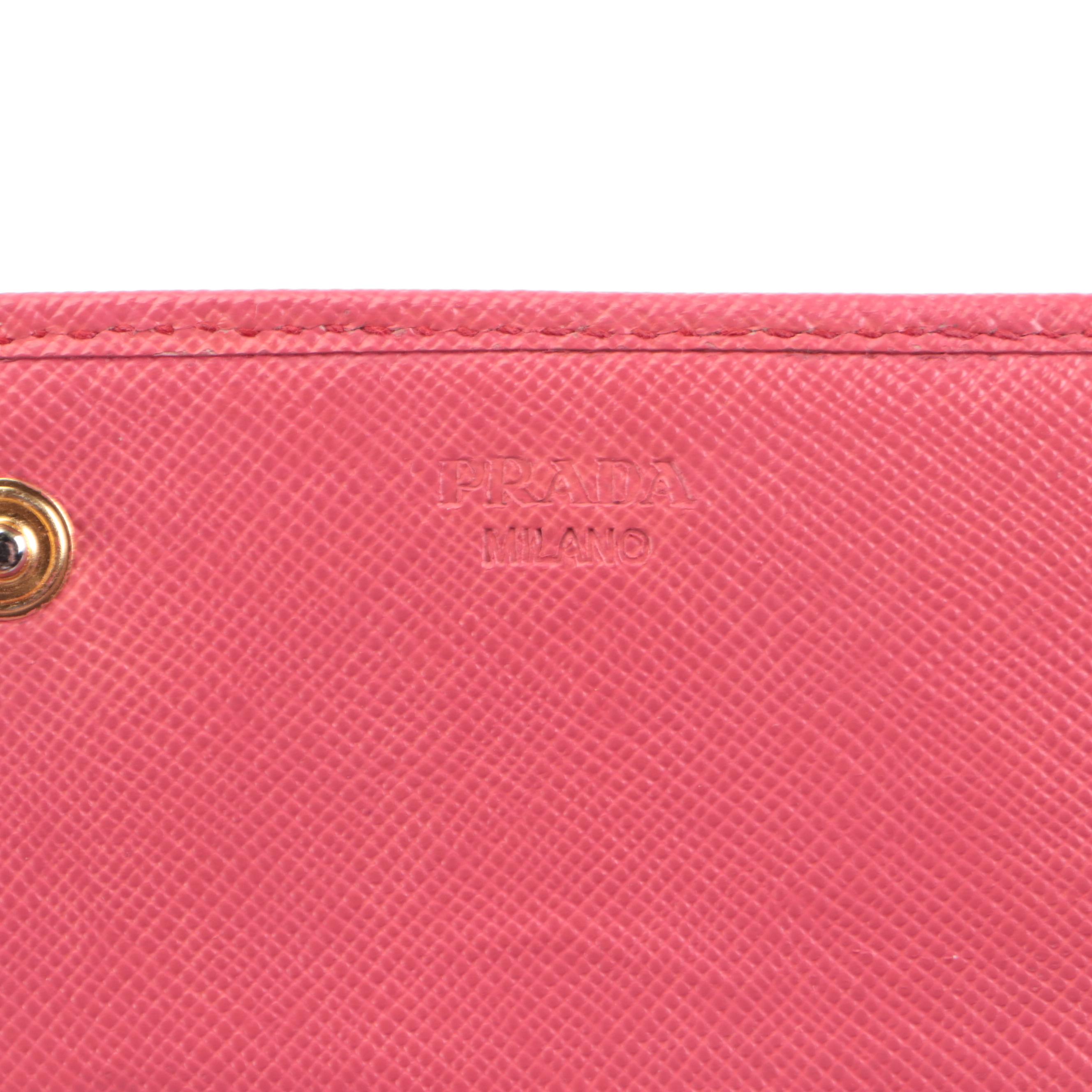 Prada  Continental Bow Wallet in Peonia Saffiano Leather