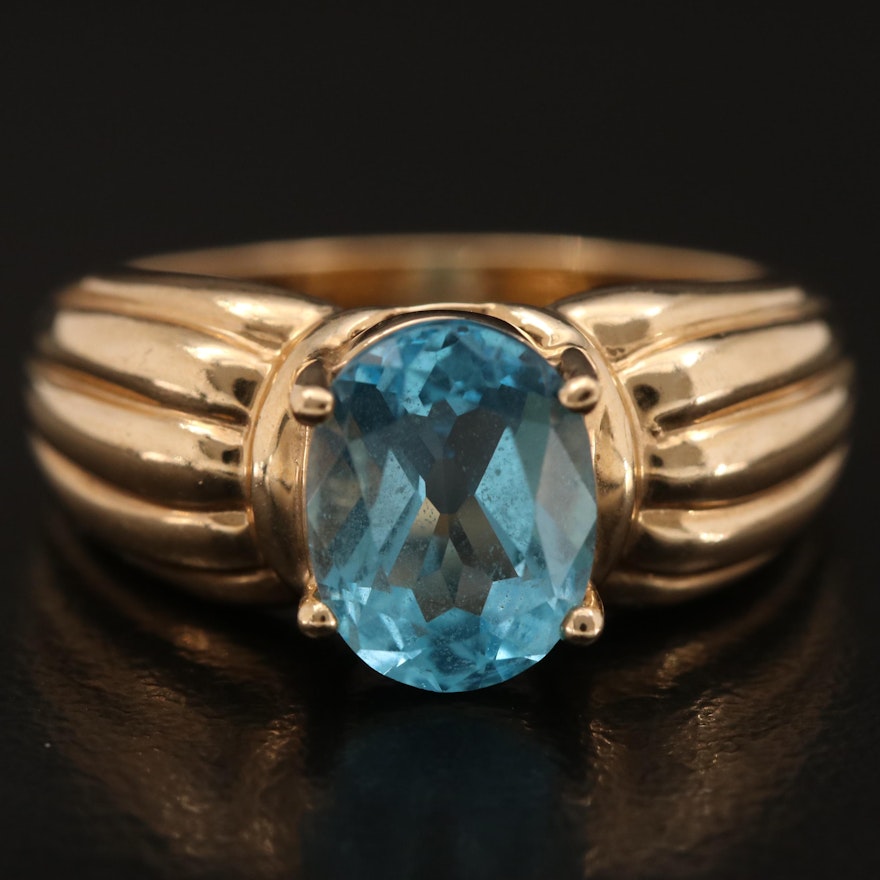 10K Swiss Blue Topaz Ring