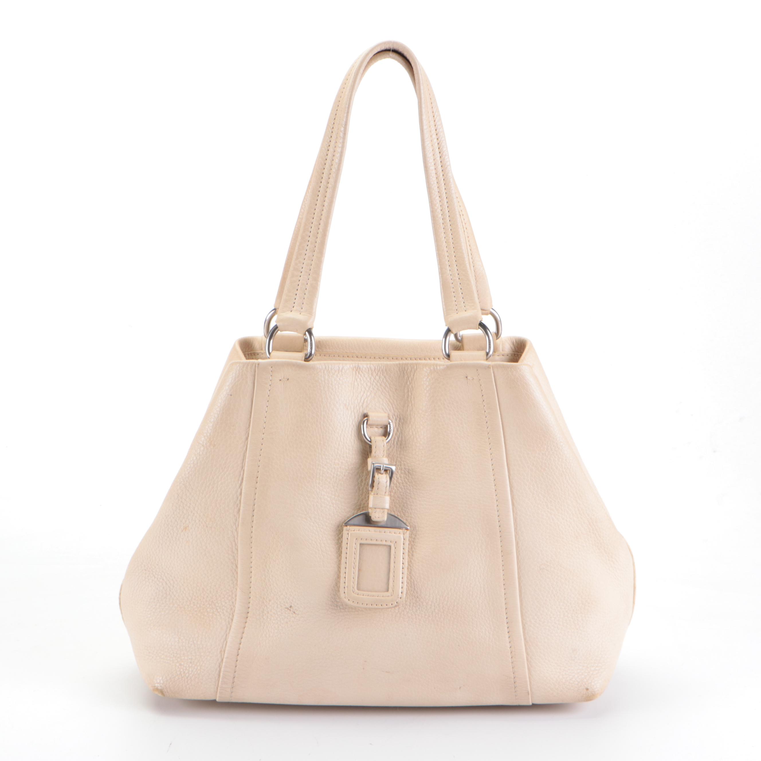 Prada Two Handle Bag in Of-White Leather