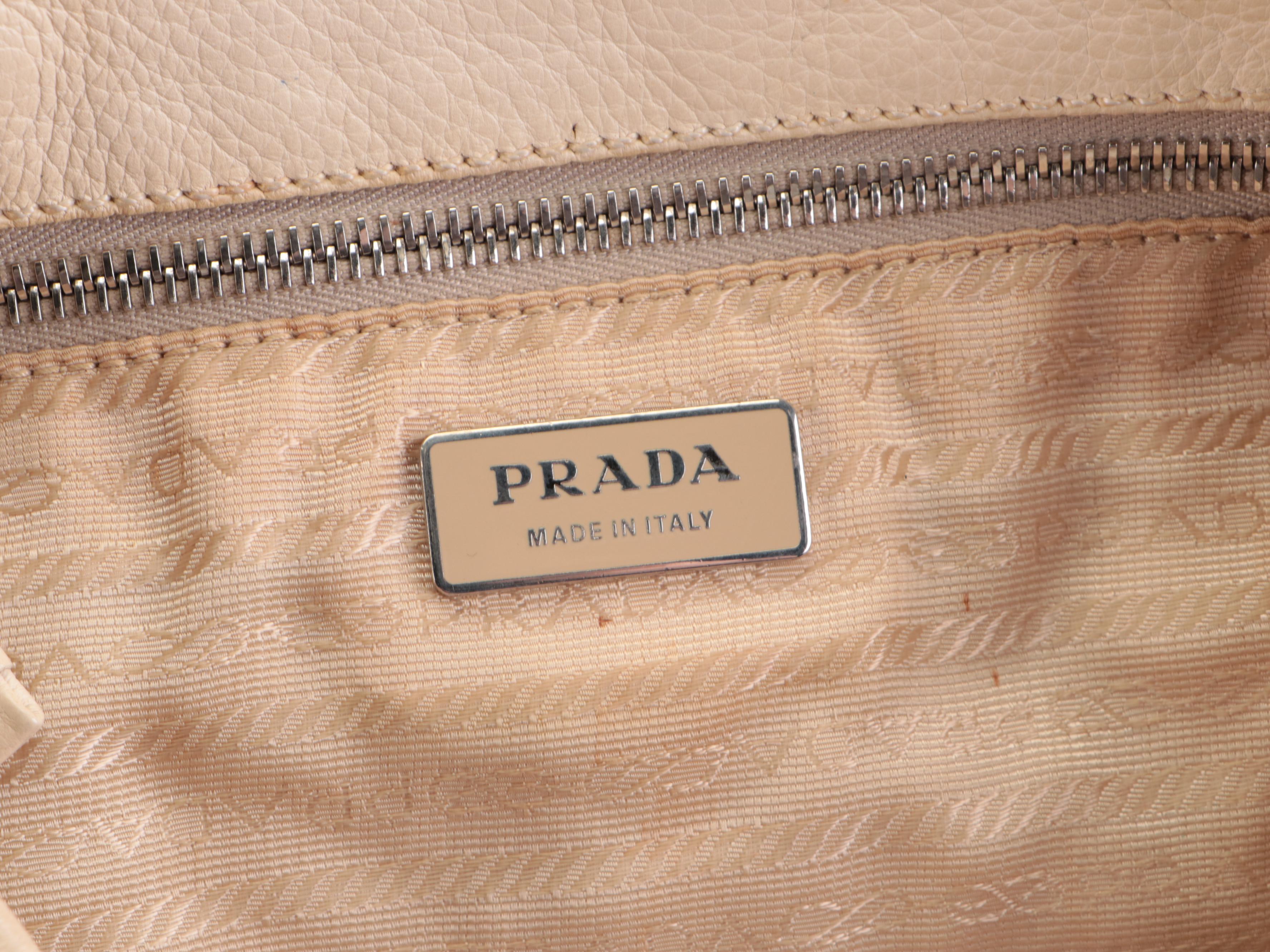 Prada Two Handle Bag in Of-White Leather
