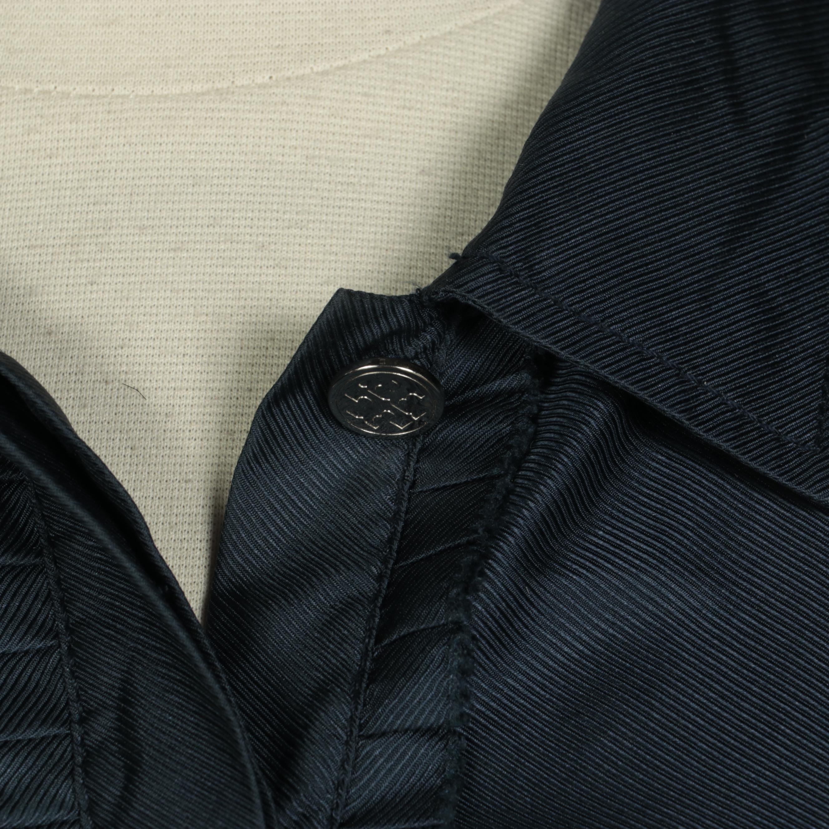 Tory Burch Navy Silk Sleeveless Dress with Geometric Motif