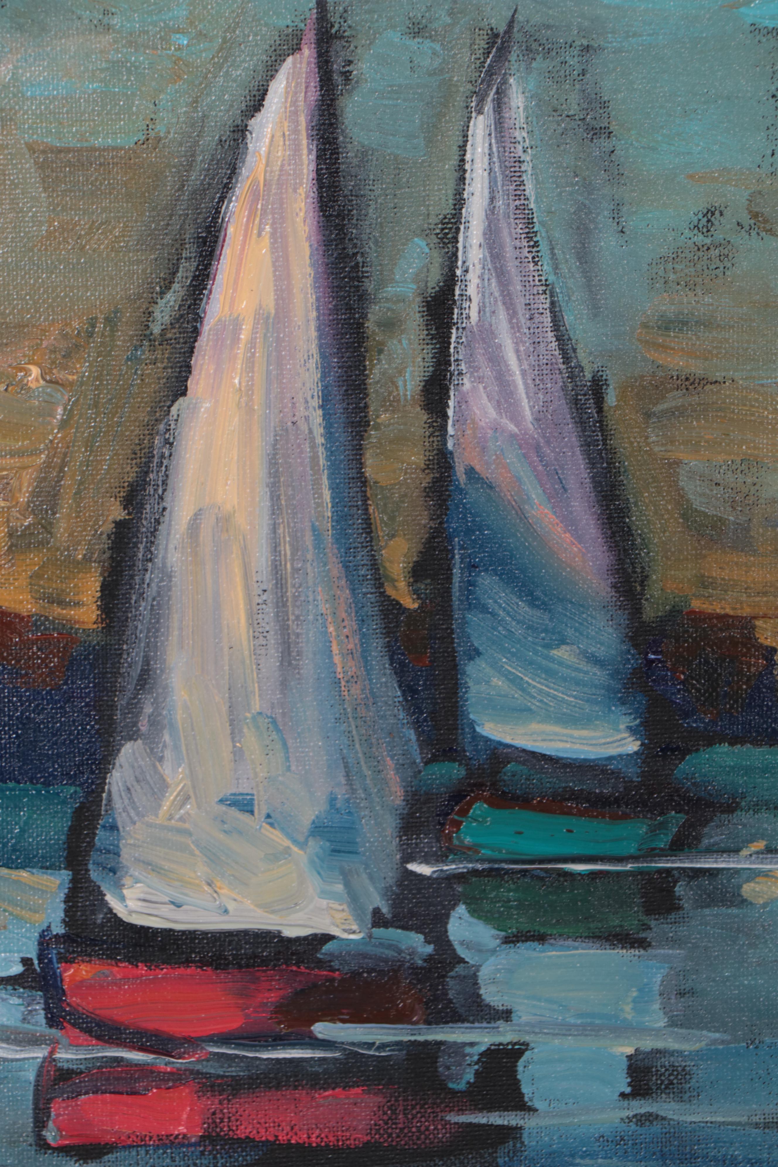 William Hawkins Oil Painting of Sailboat