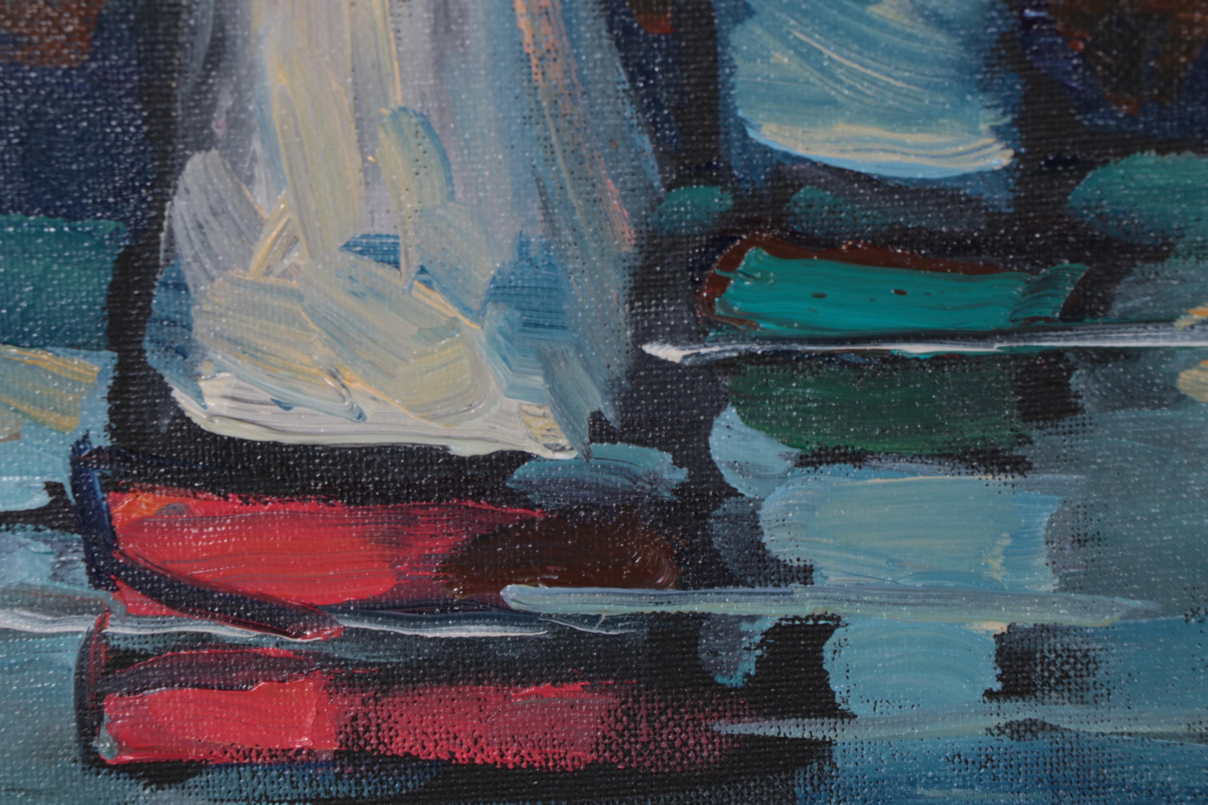 William Hawkins Oil Painting of Sailboat