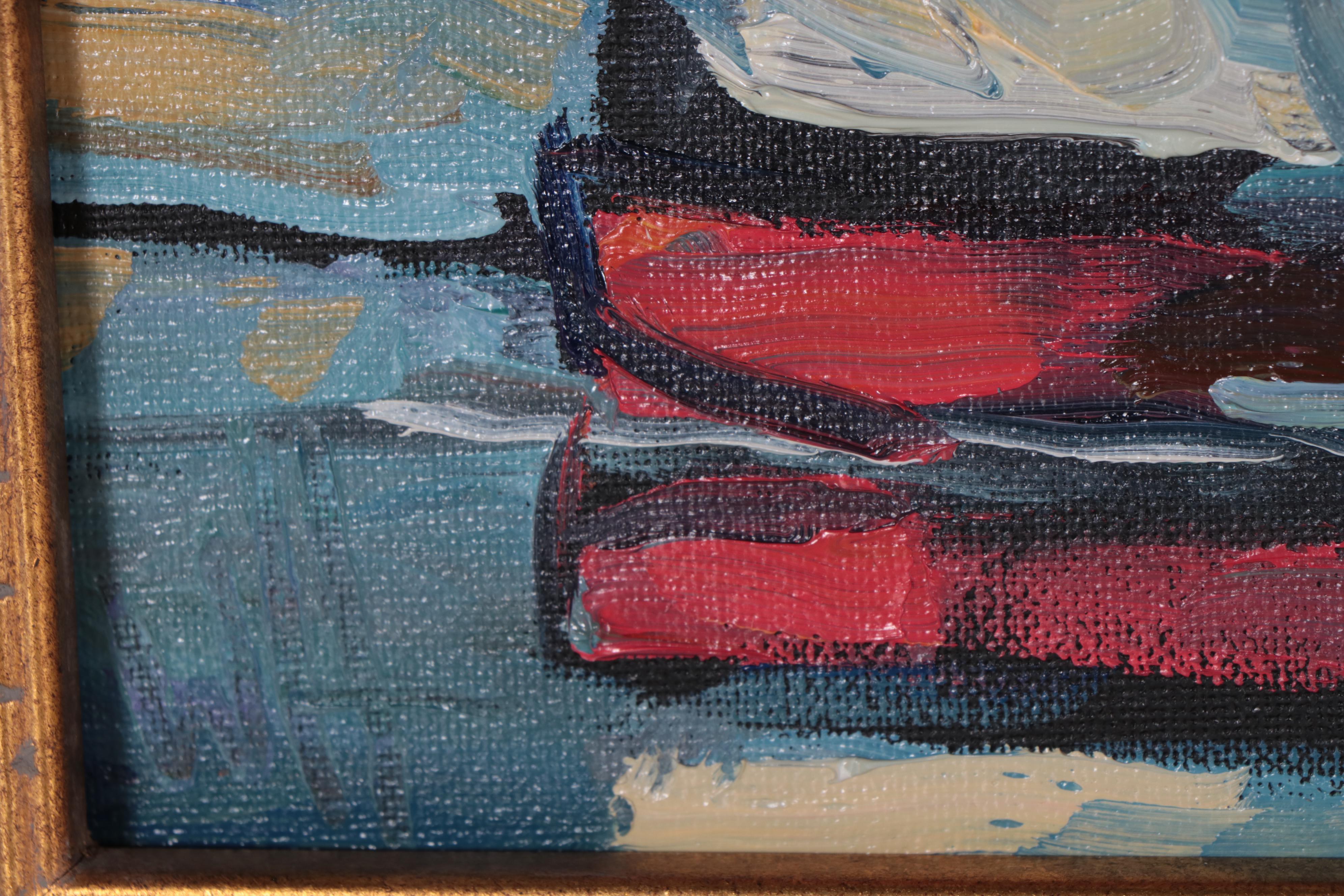 William Hawkins Oil Painting of Sailboat