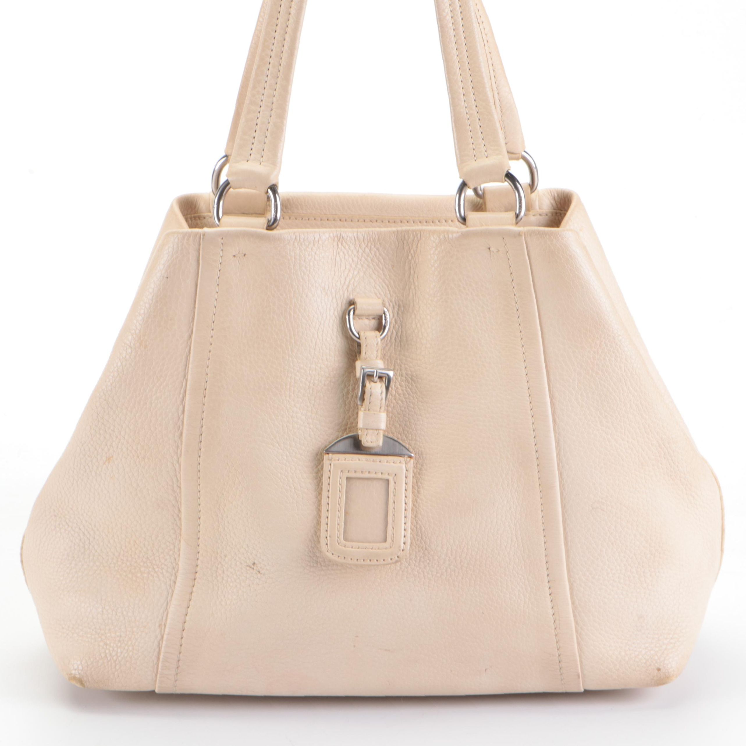 Prada Two Handle Bag in Of-White Leather
