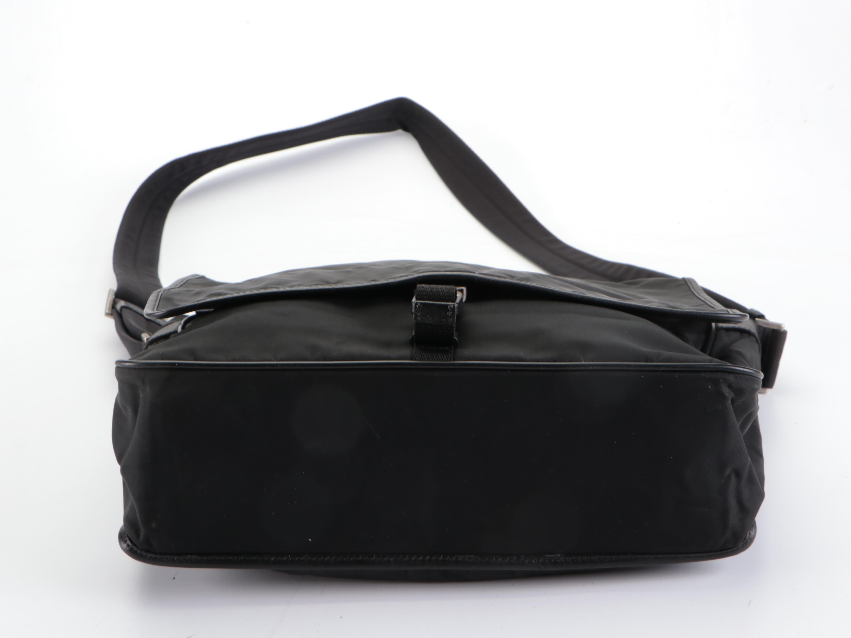 Prada Messenger Bag in Black Tessuto Nylon and Saffiano Leather