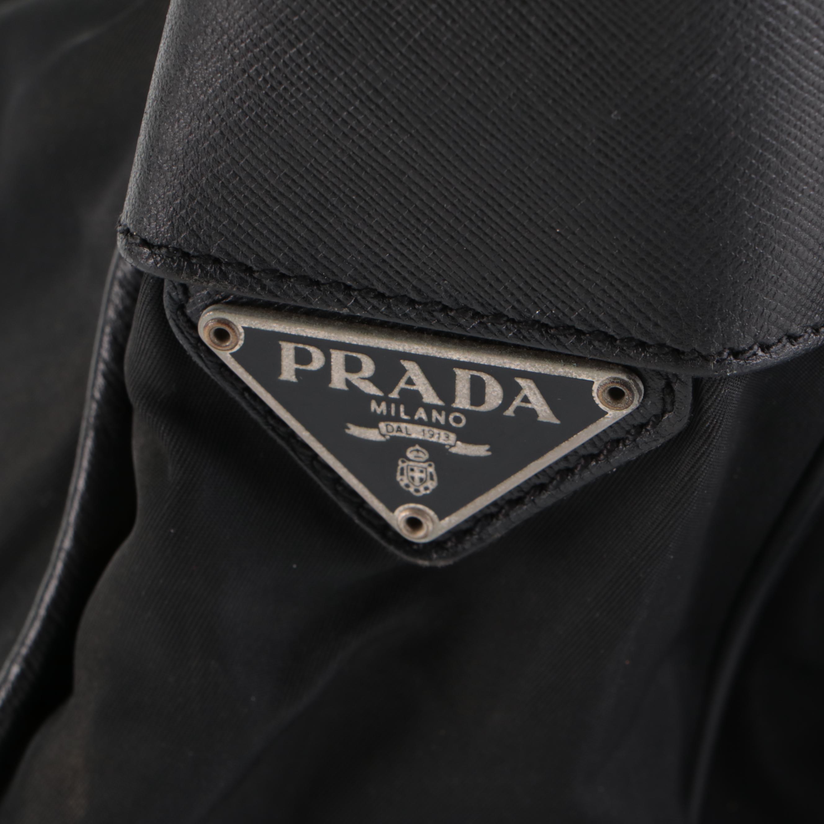 Prada Messenger Bag in Black Tessuto Nylon and Saffiano Leather