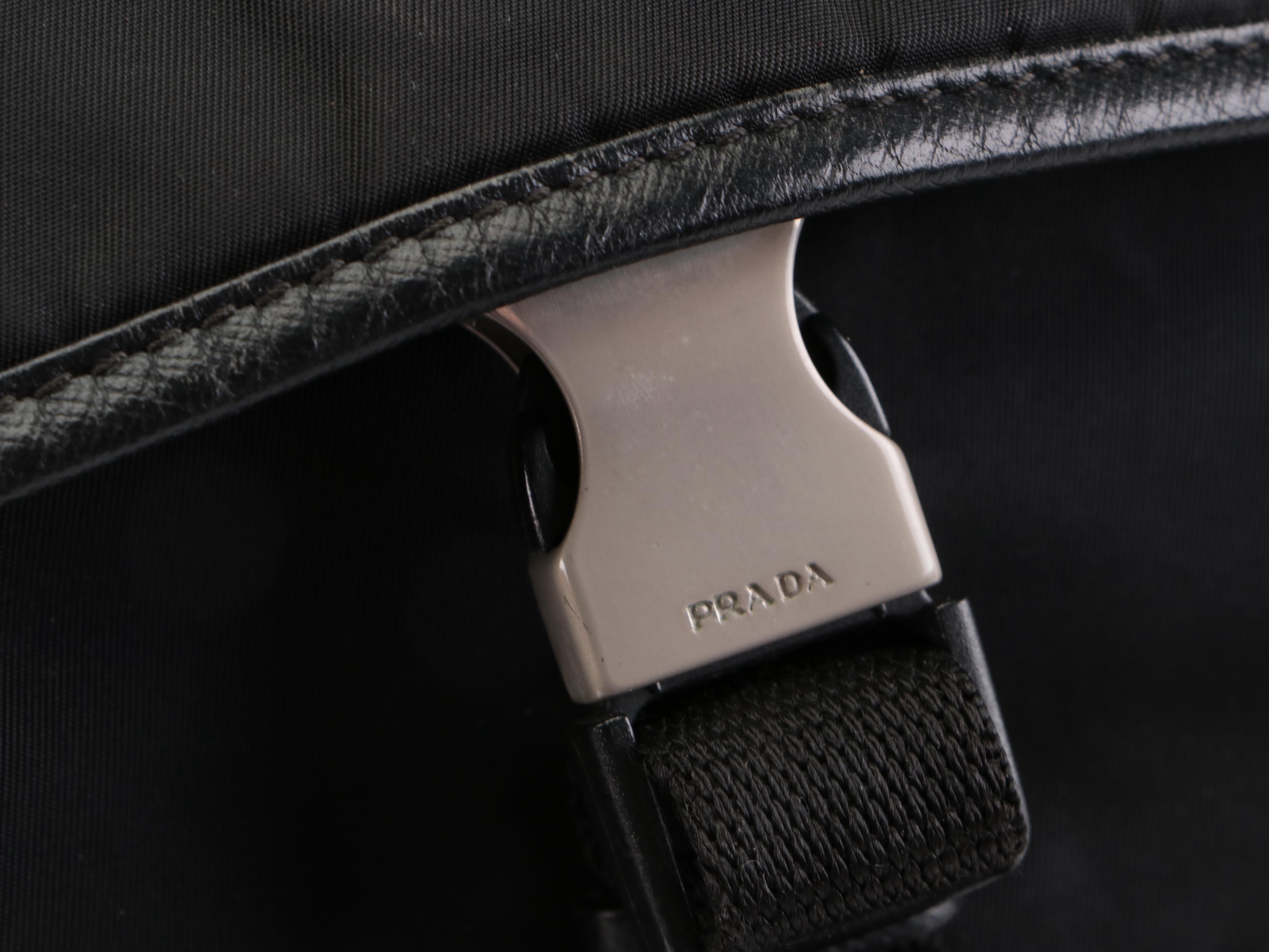 Prada Messenger Bag in Black Tessuto Nylon and Saffiano Leather