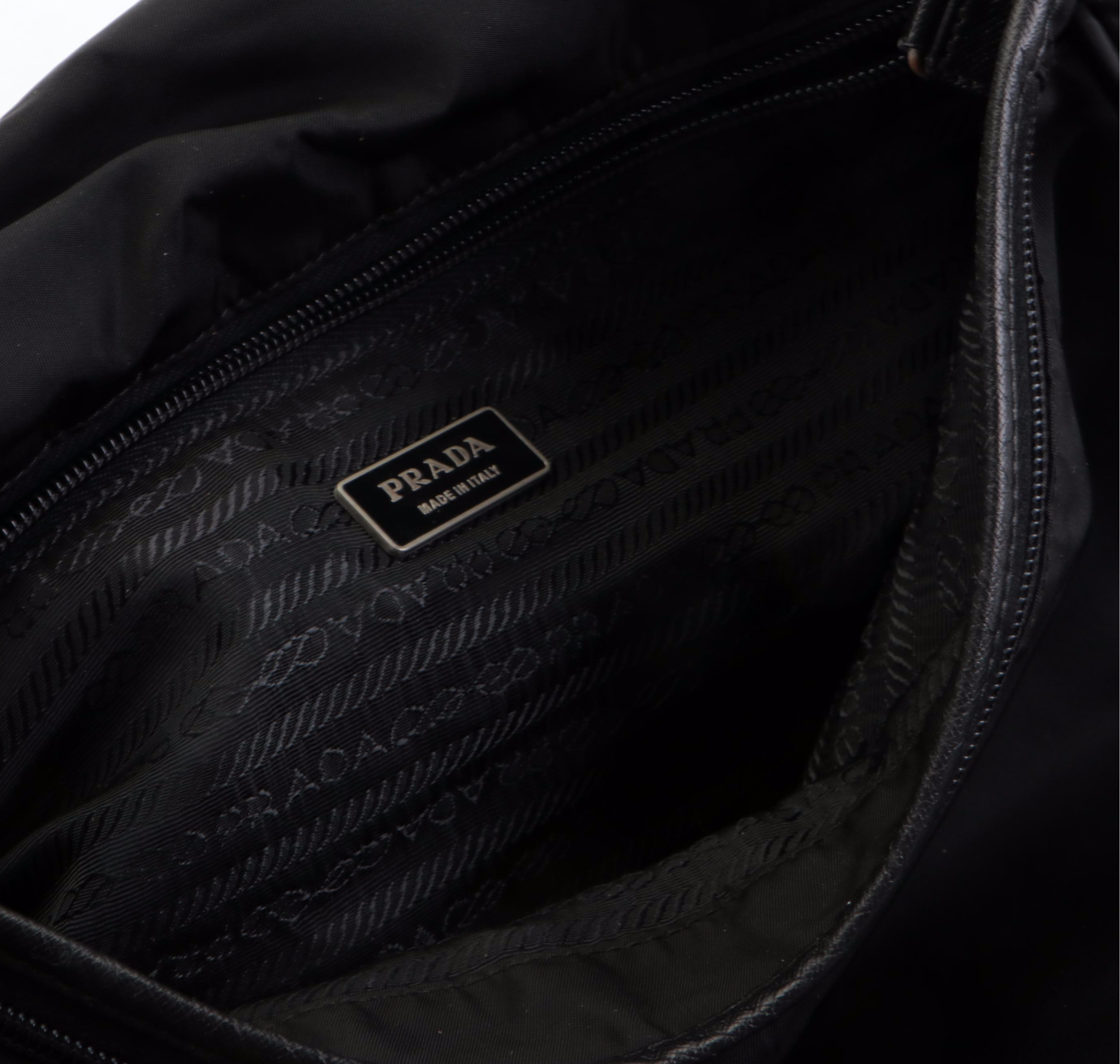 Prada Messenger Bag in Black Tessuto Nylon and Saffiano Leather