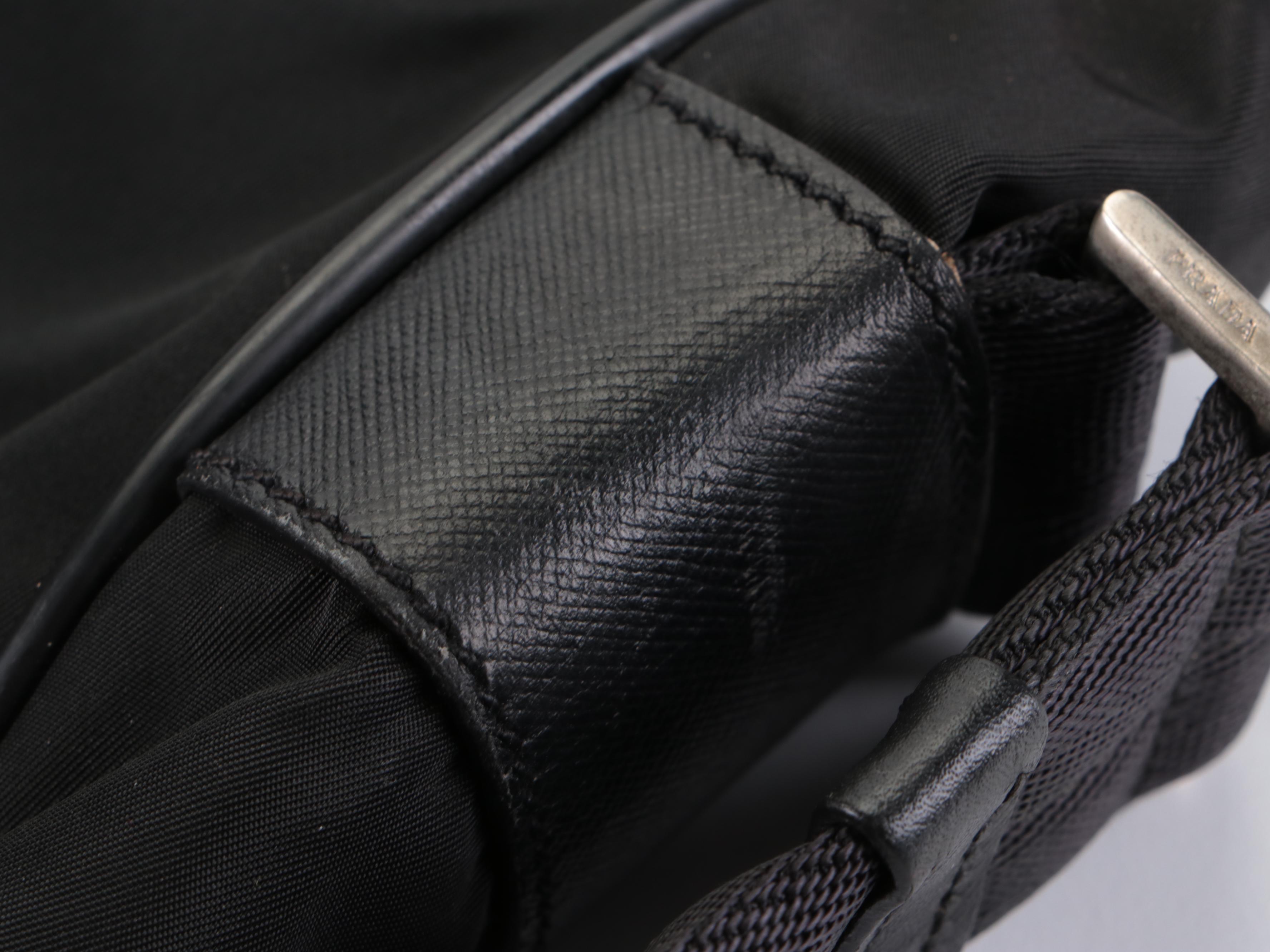 Prada Messenger Bag in Black Tessuto Nylon and Saffiano Leather