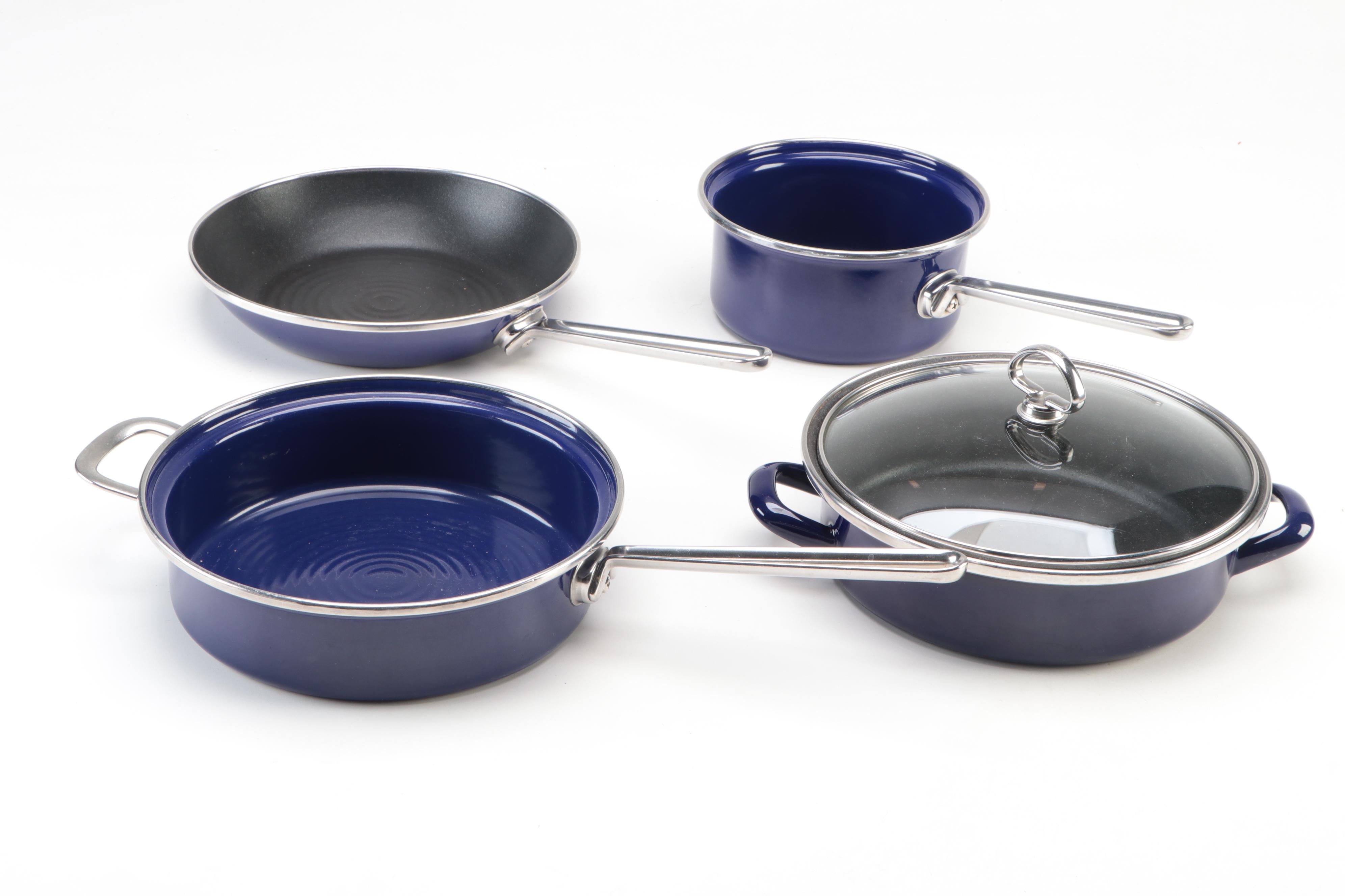 Chantal Blue Enameled Steel Cookware, Late 20th Century
