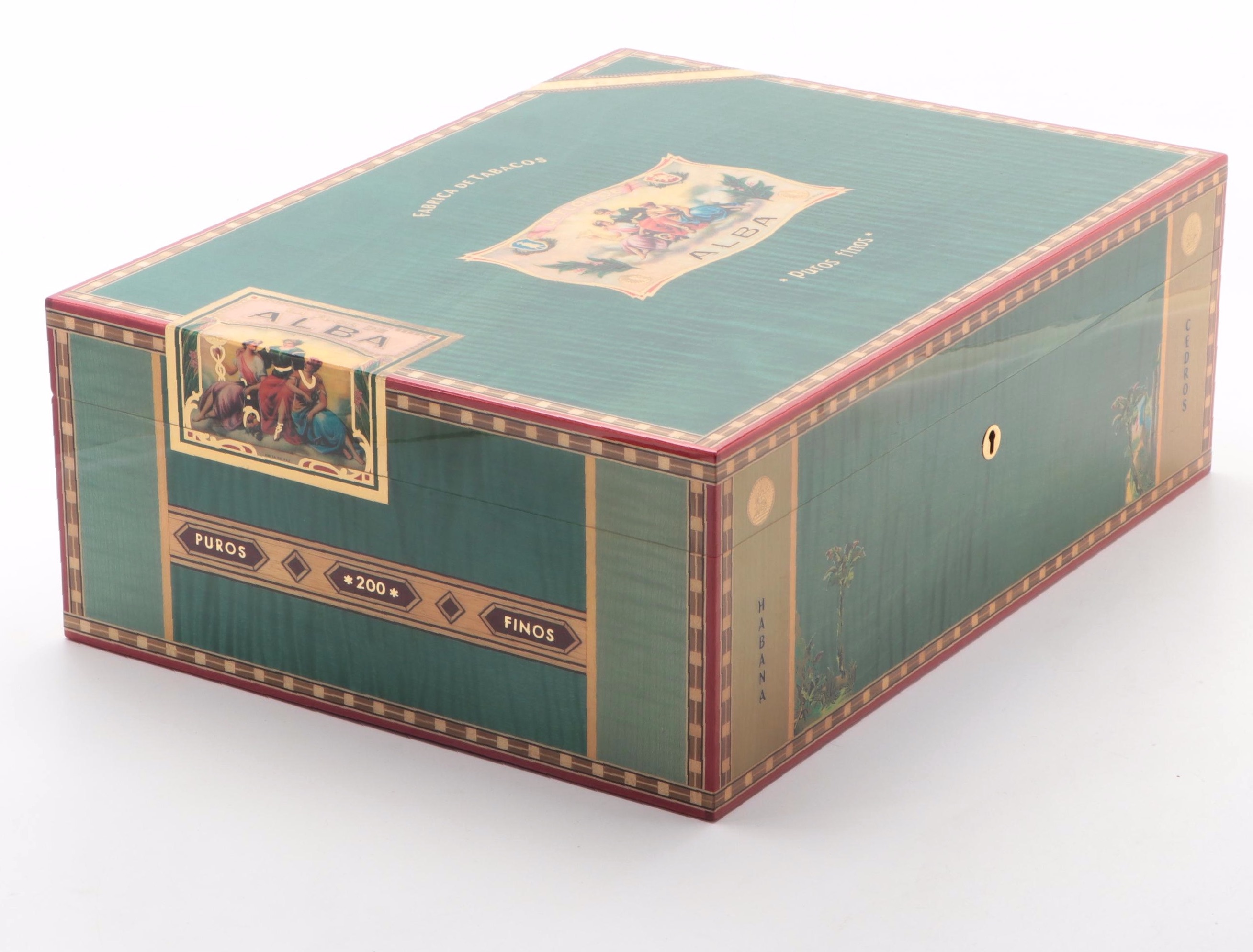 Elie Bleu "Alba Collection" Cedar Lined Cigar Humidor in Green Sycamore