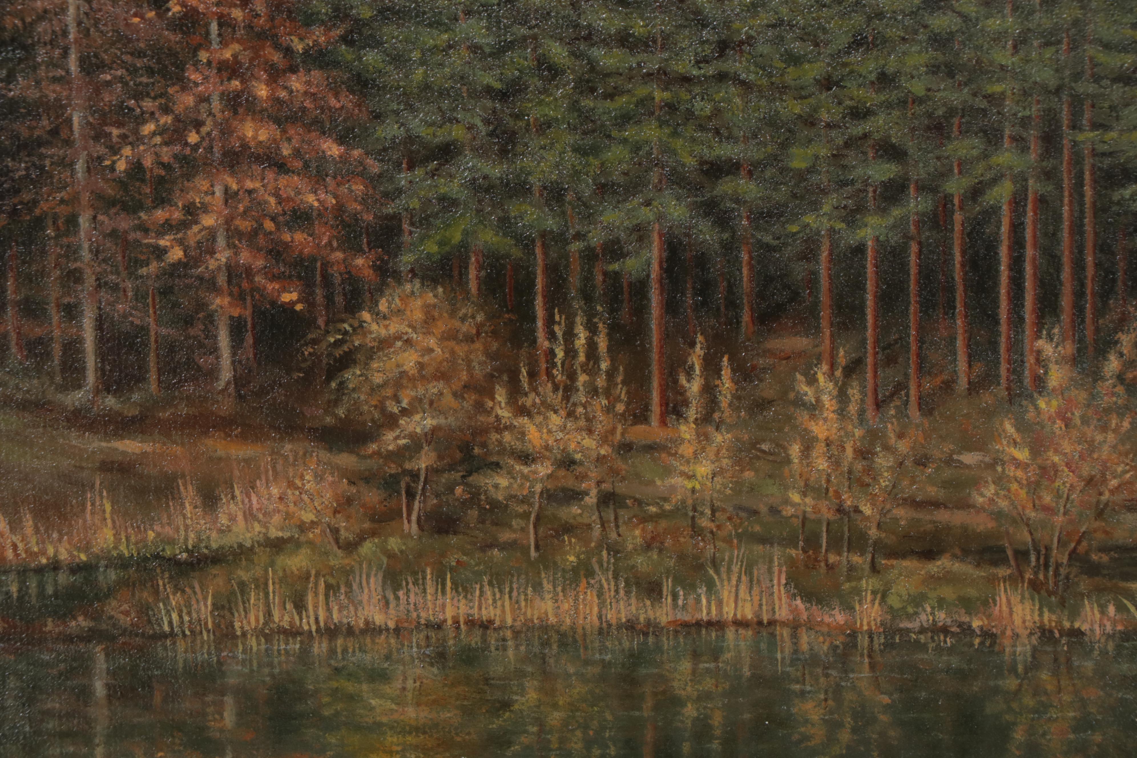 German Landscape Oil Painting "Am Hexenteich," 1986