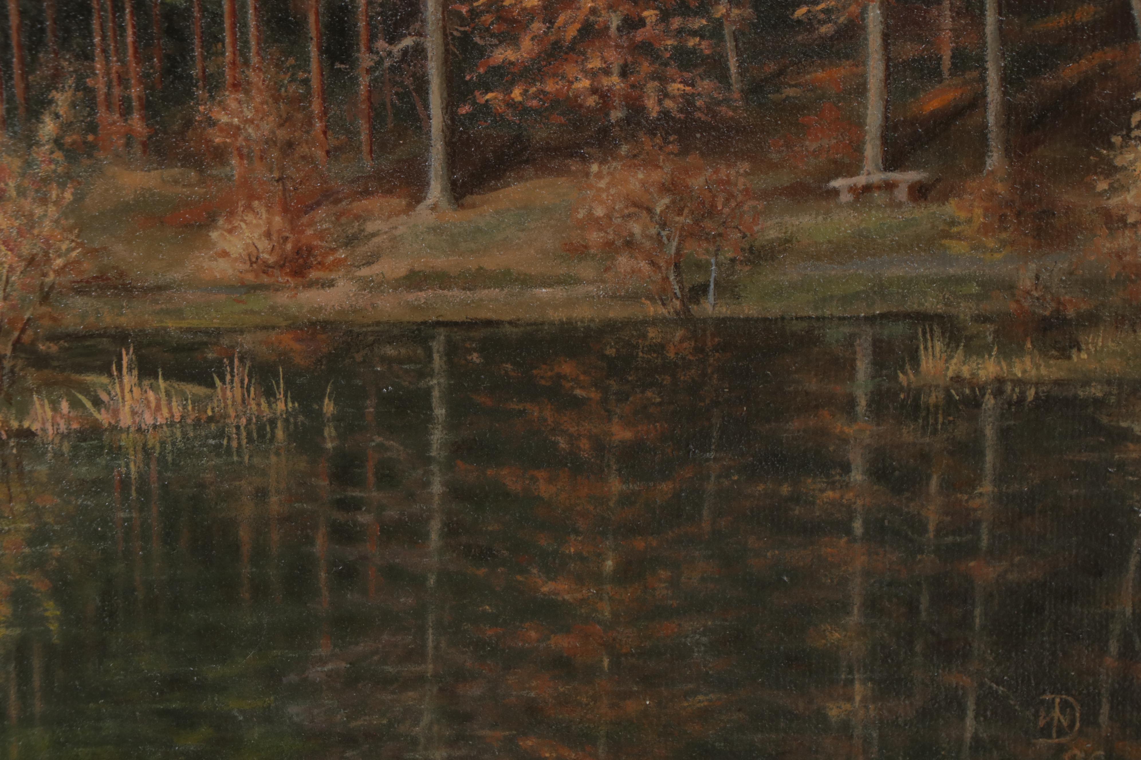 German Landscape Oil Painting "Am Hexenteich," 1986